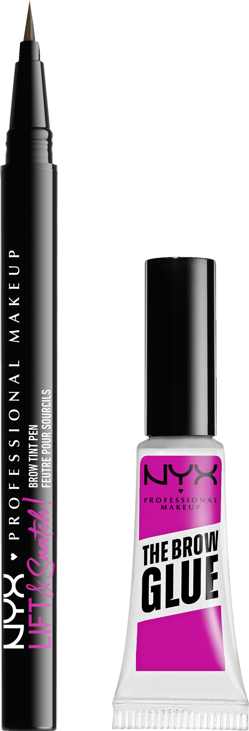 NYX Professional MakeUp Brow Kit 4 Brow Pen Ash Brown + Brow Glue Stick