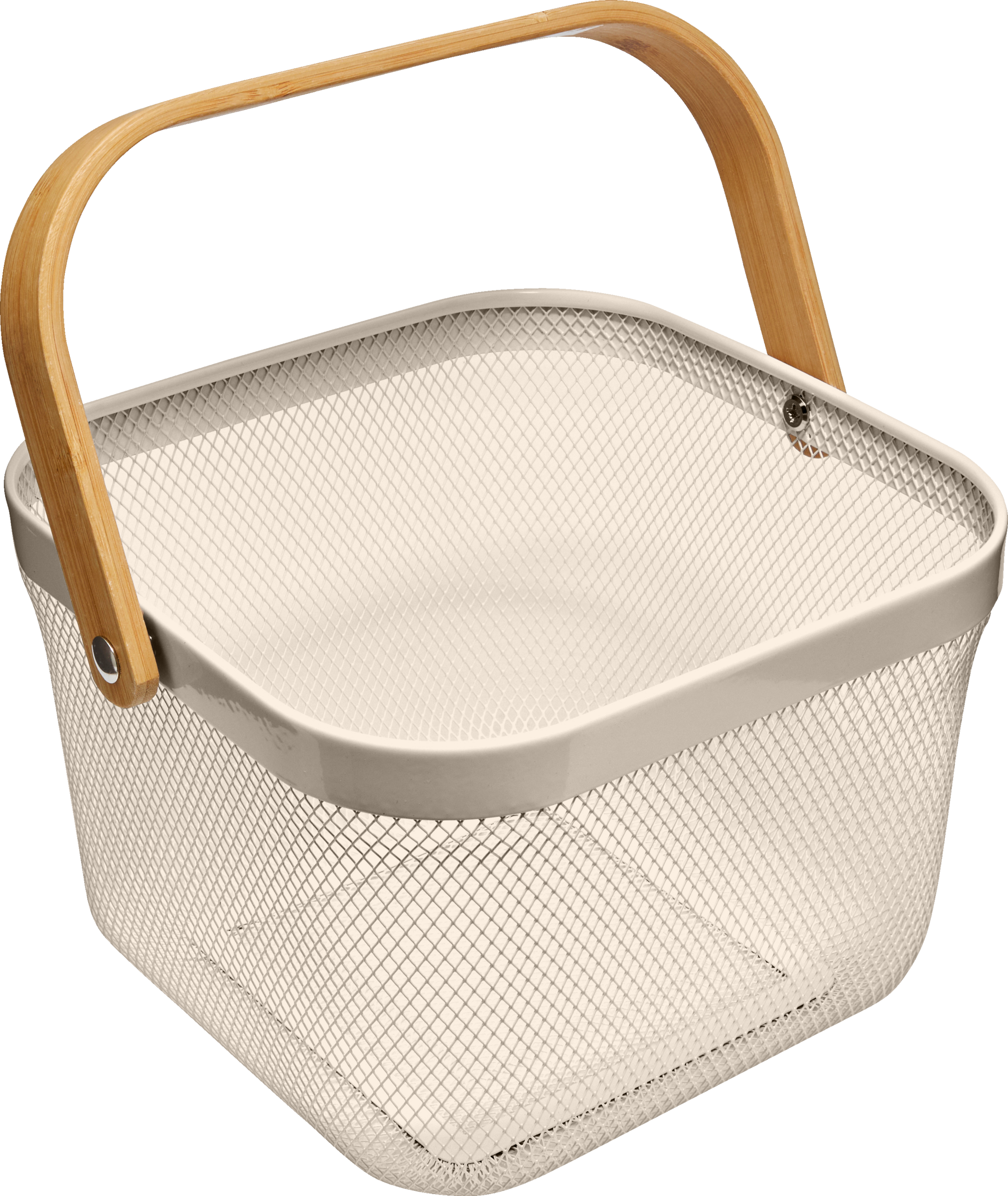 IDEENWELT Metallkorb mit Bambushenkel 24,5 x 24,5 x 17,5 cmtaupe