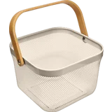 IDEENWELT Metallkorb mit Bambushenkel 24,5 x 24,5 x 17,5 cmtaupe