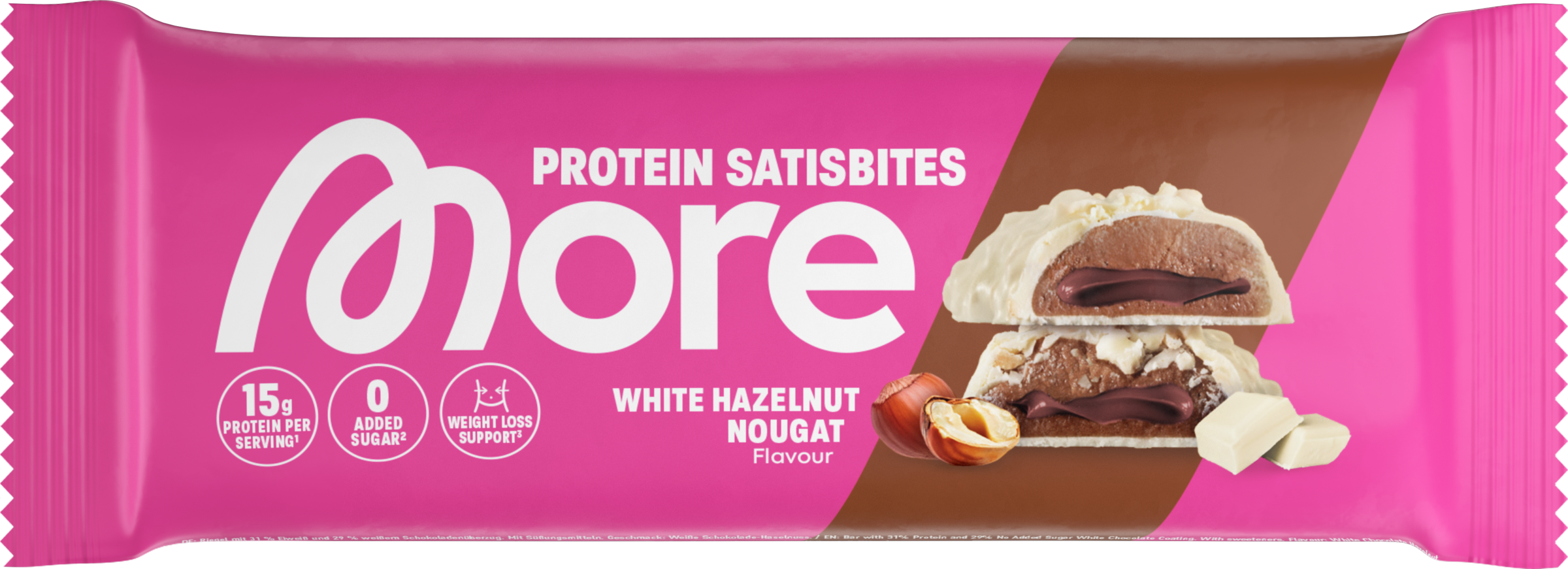 More Satisbites Bar White Hazelnut Nougat