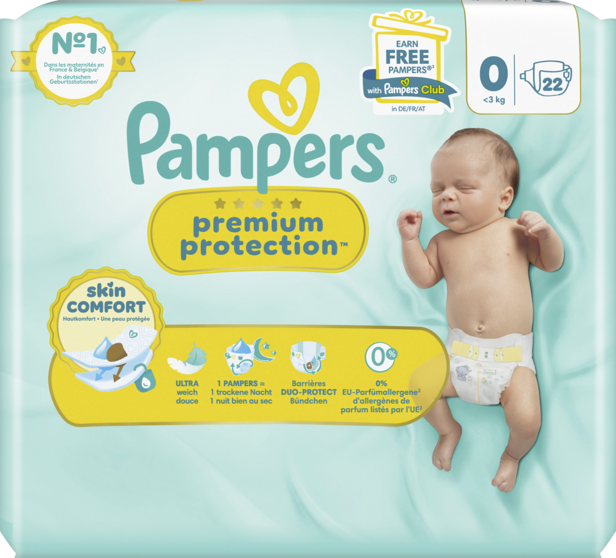 Premium Protection Windeln Gr. 0 New Born (bis 3 kg) Single Pack 22 Stück
