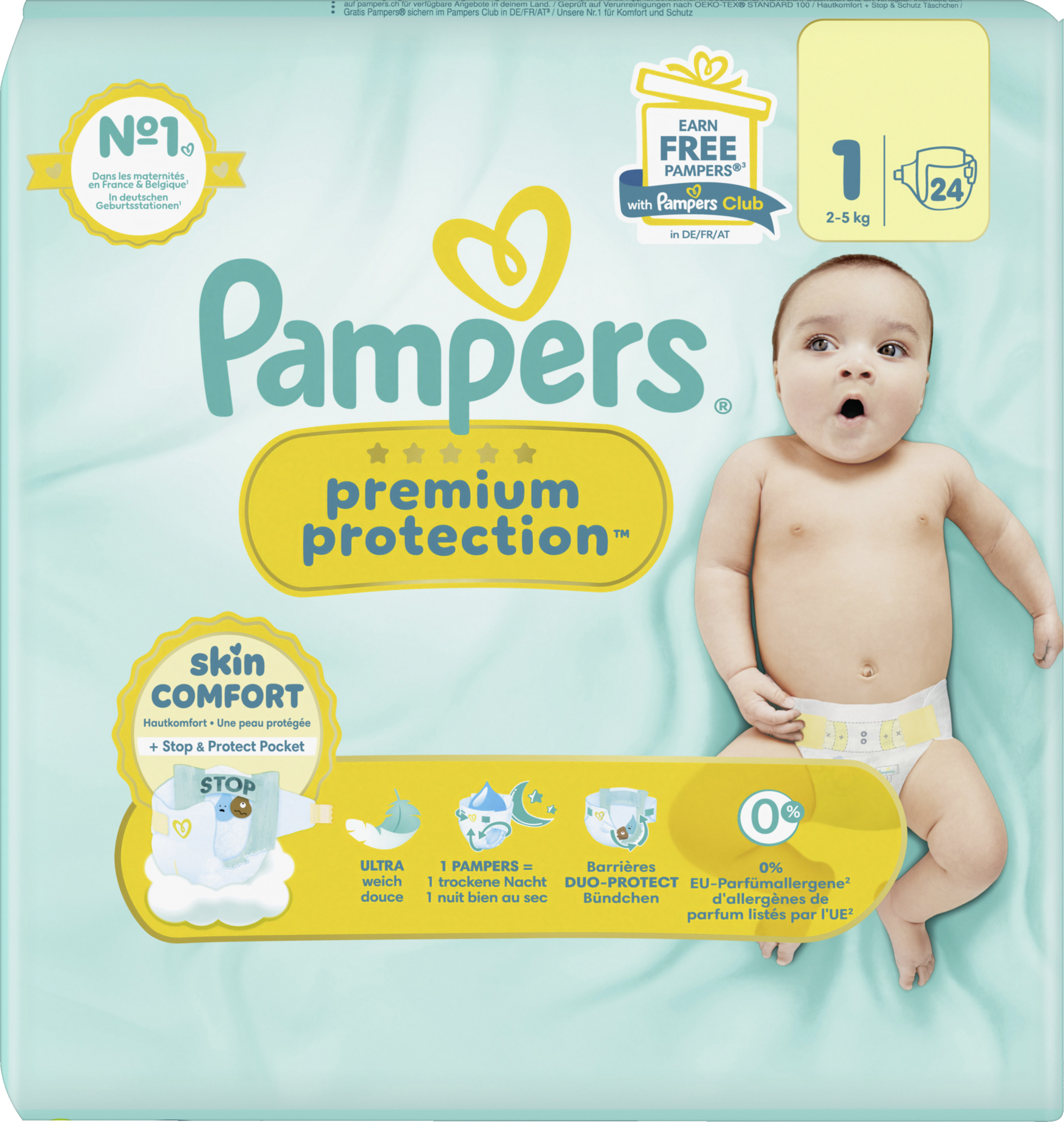 Pampers Premium Protection Windeln Gr. 1 New Born (2-5 kg) Single Pack 22 Stück