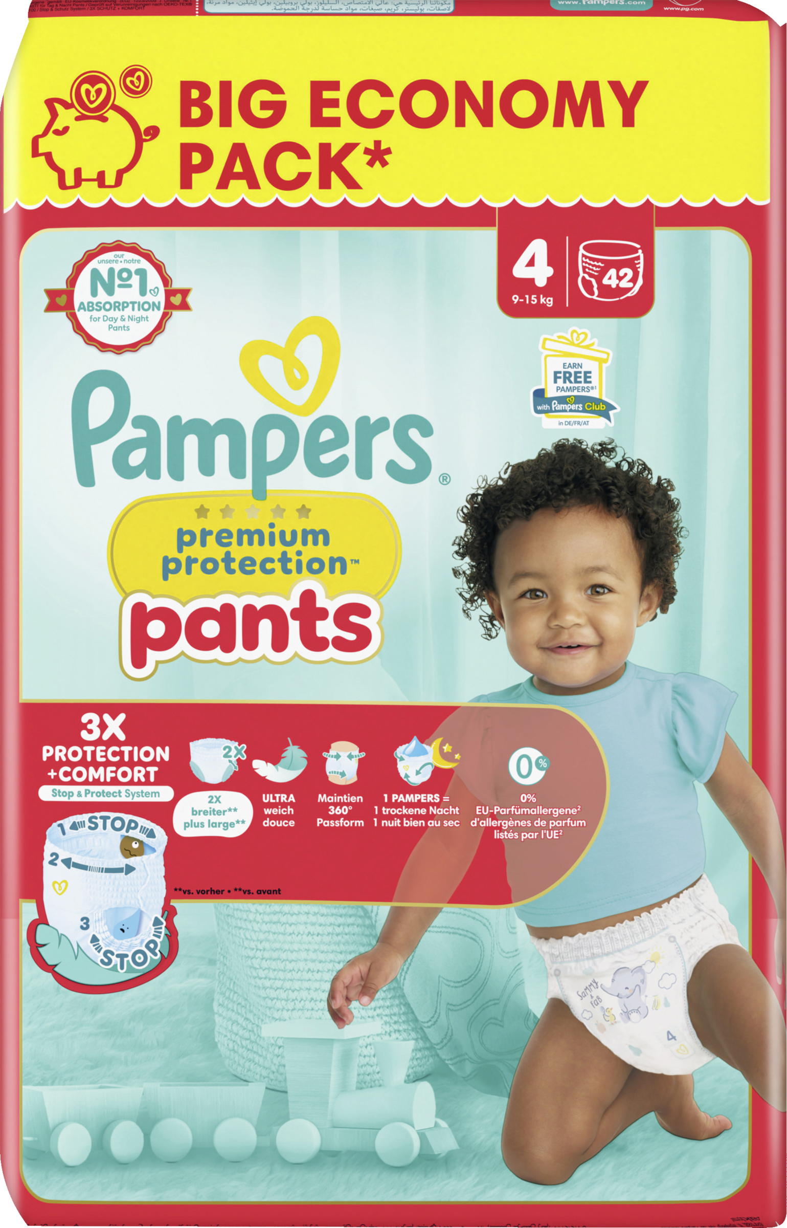 Pampers Premium Protection Pants Gr. 4 Maxi (9-15 kg) Big Pack 42 Stück