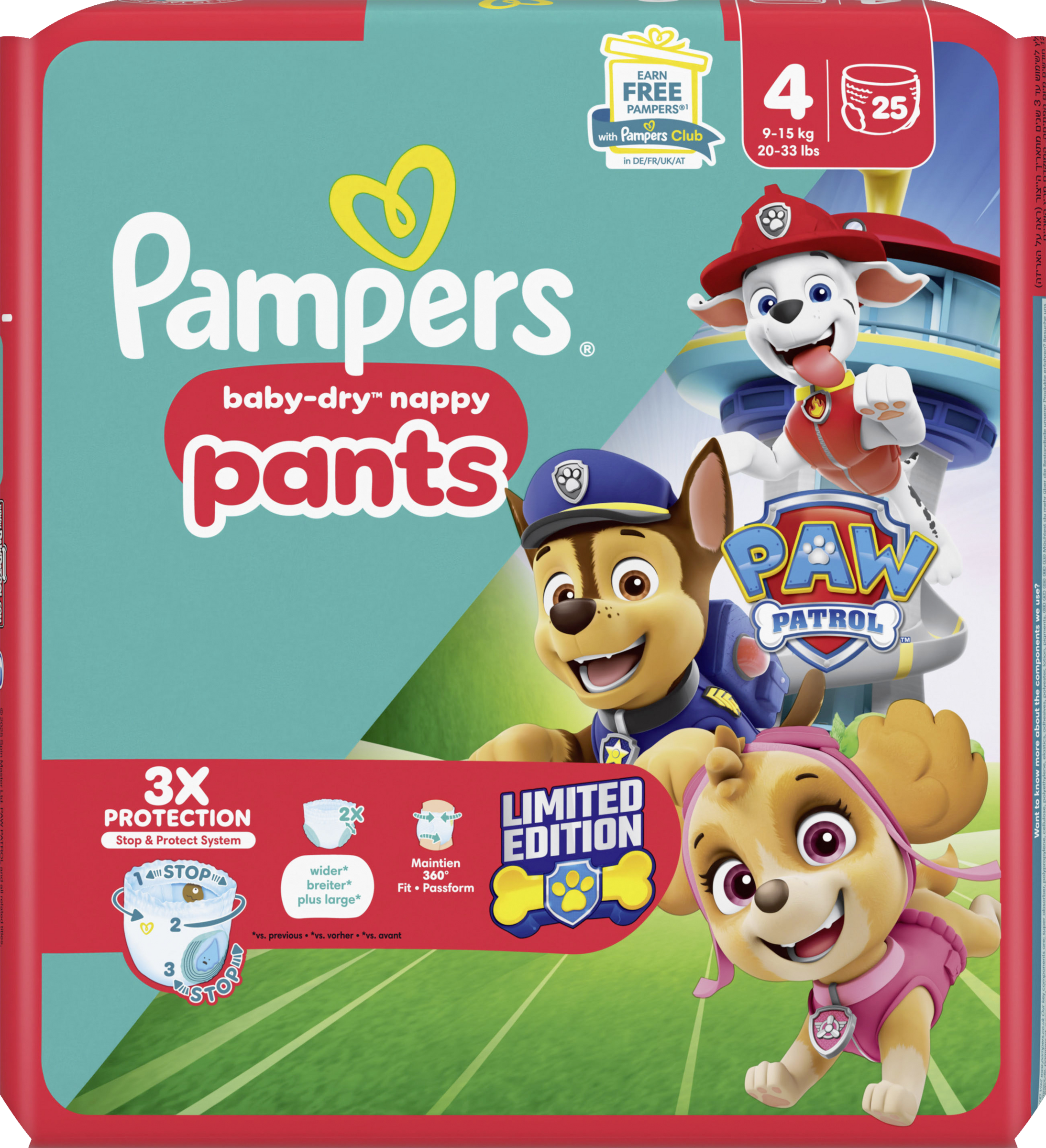 Pampers Baby Dry Pants Paw Patrol Gr. 4 Maxi (9-15kg) Single Pack 25 Stück