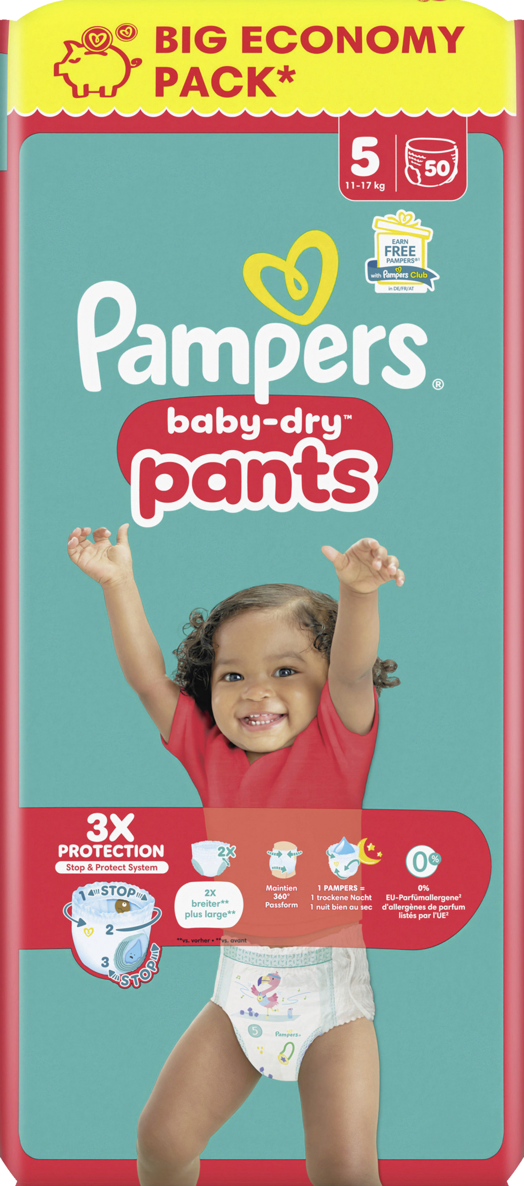 Pampers Baby Dry Pants Gr. 5 Junior (11-17 kg) Big Pack 50 Stück