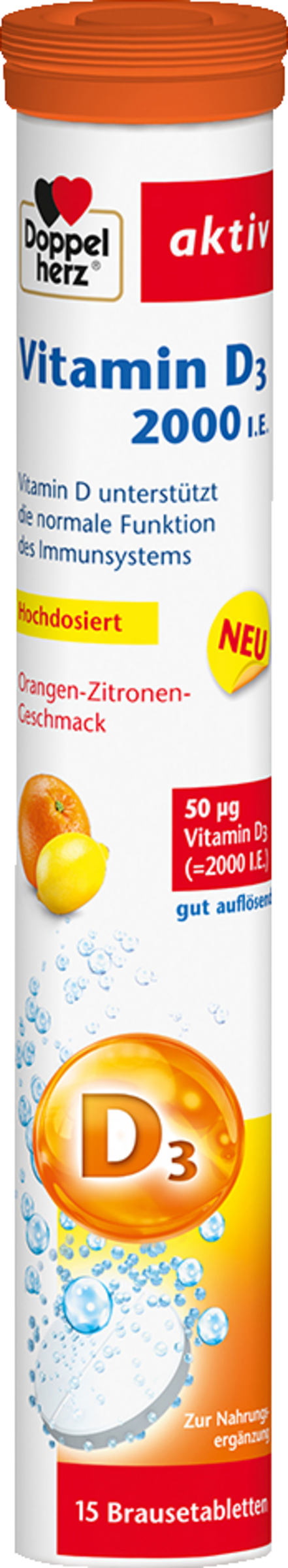 Doppelherz Vitamin D3 2000 IE (15 Brausetabletten)
