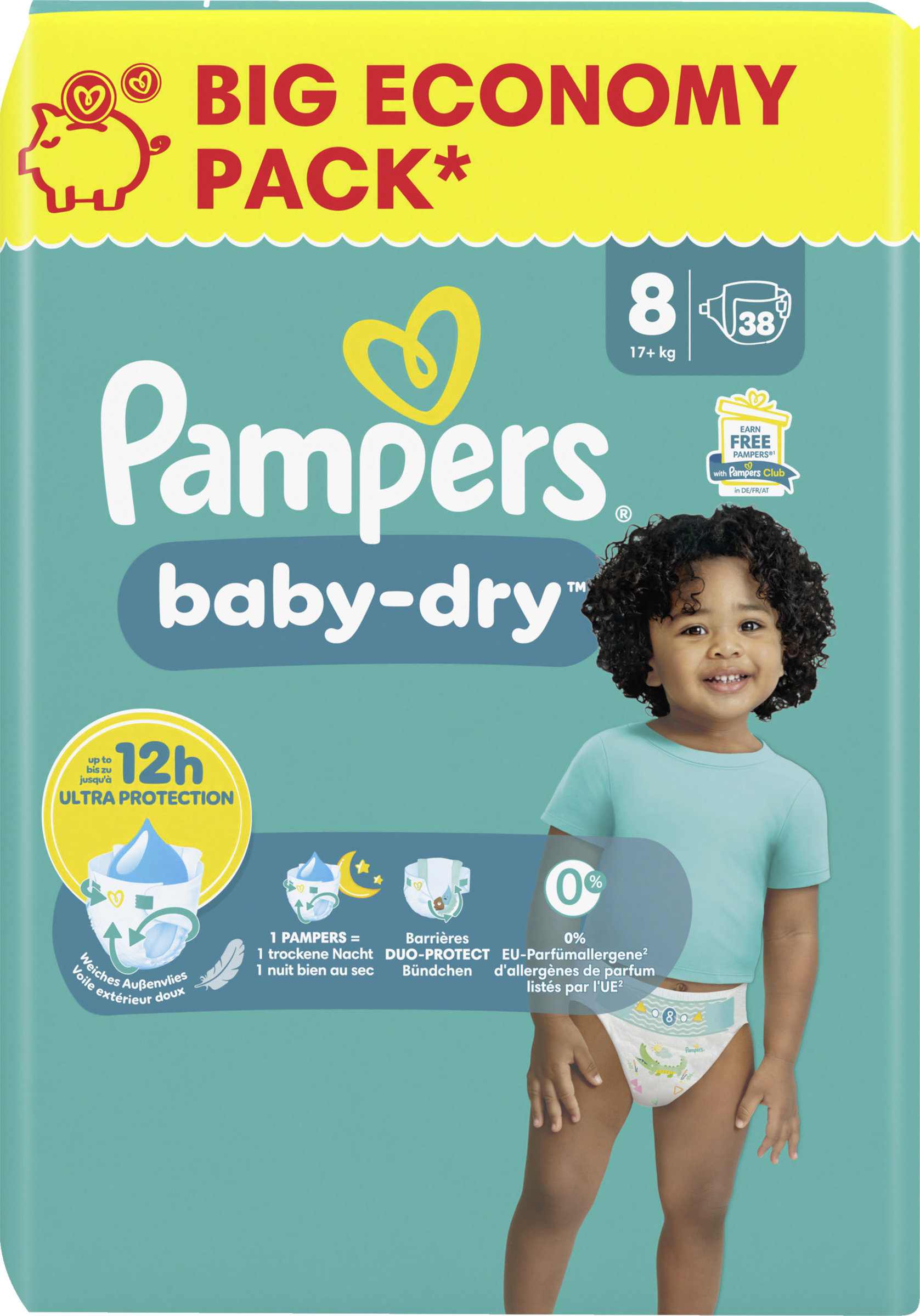 Pampers Baby Dry Windeln Gr. 8 Extra Large (17+ kg) Big Pack 38 Stück