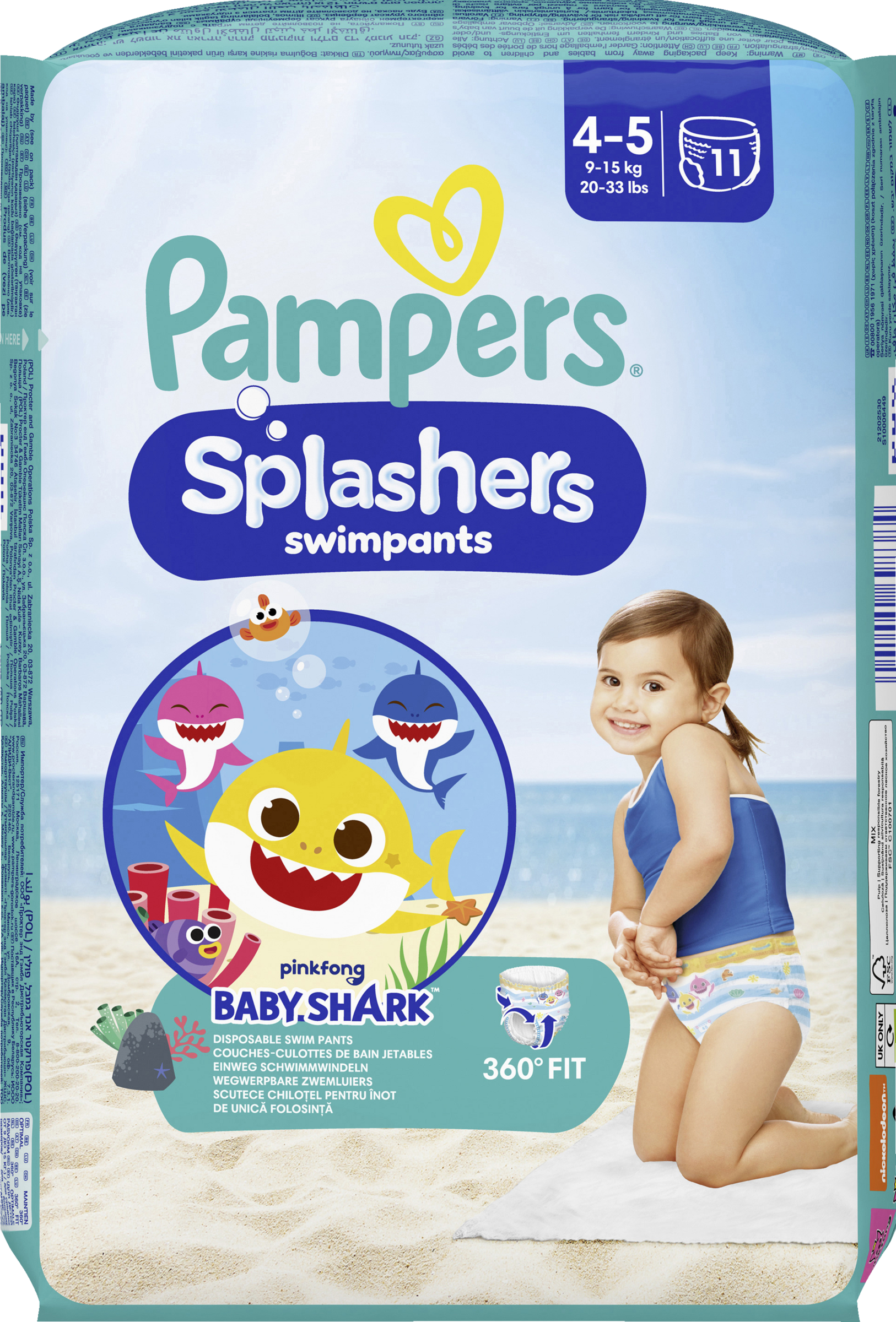 Pampers Splashers Schwimmwindeln Gr. 4-5 (9-15 kg) 11 Stück