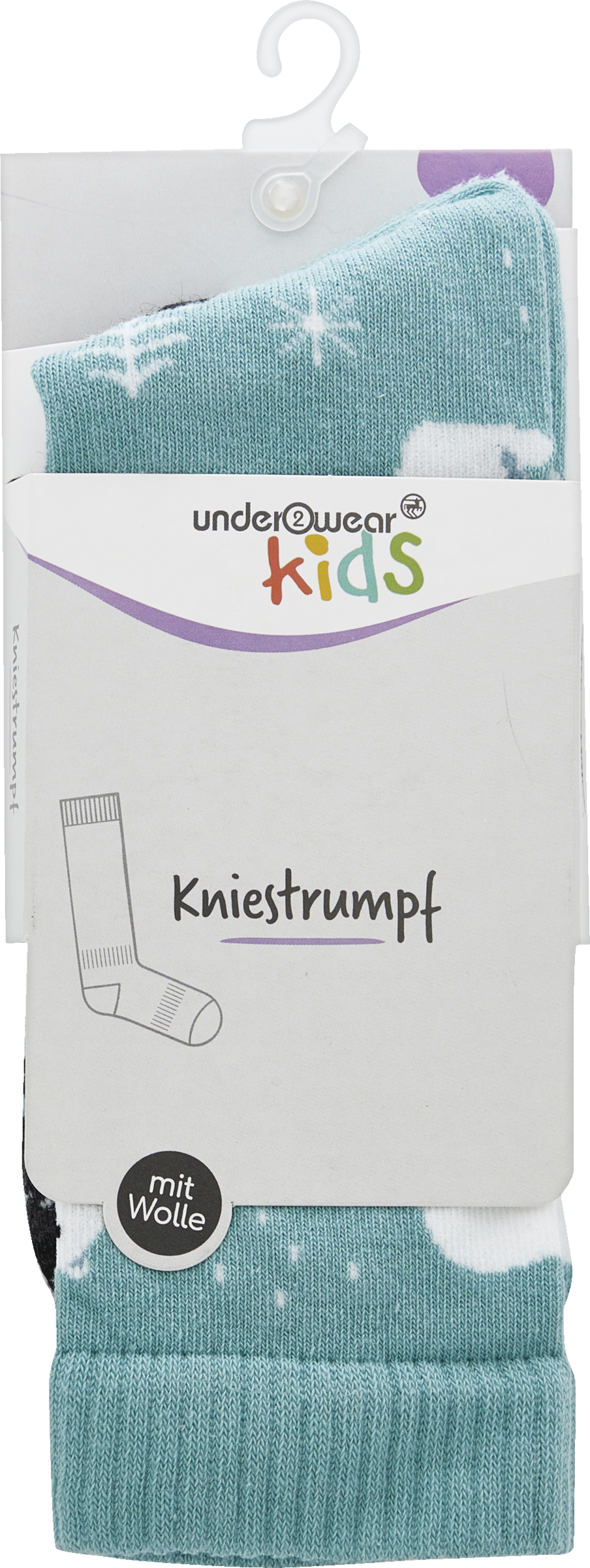 Kniestrumpf mit Wolle Eisbär türkis Gr. 27/30