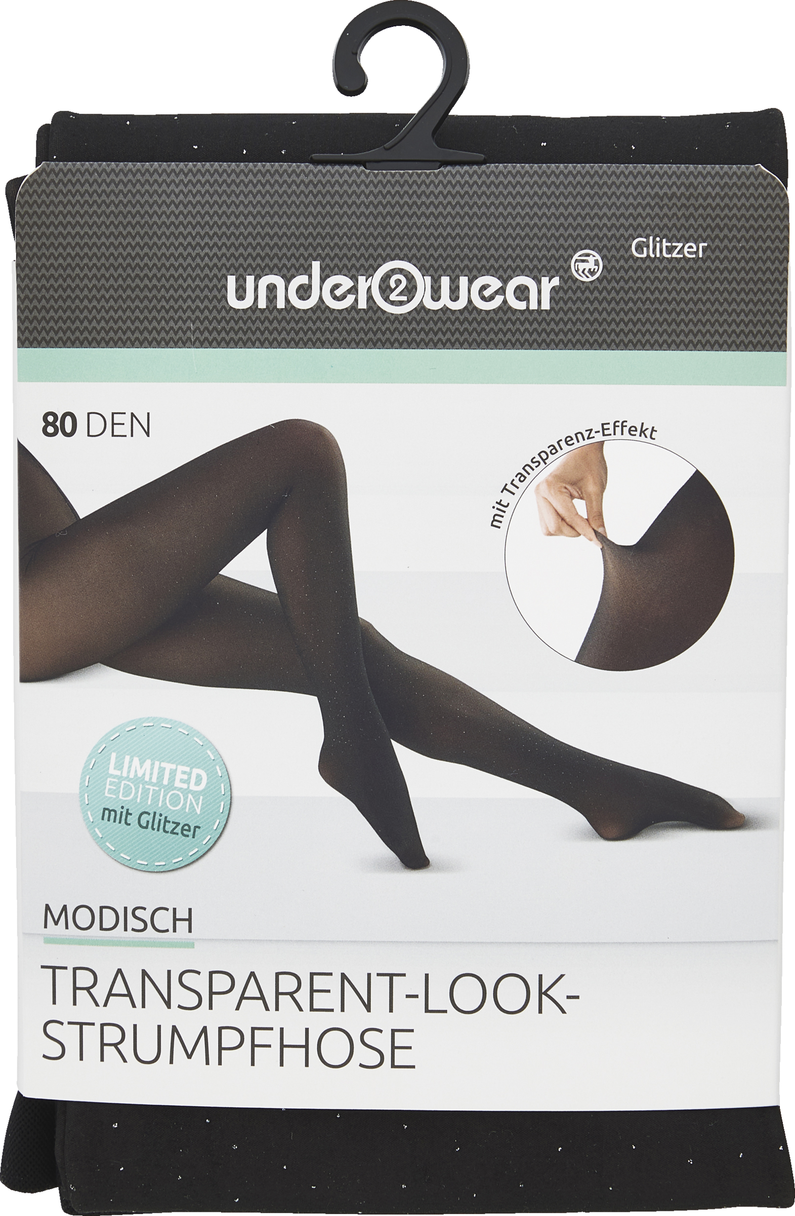Transparent Look Strumpfhose Glitzer schwarz Gr. L (44/46)