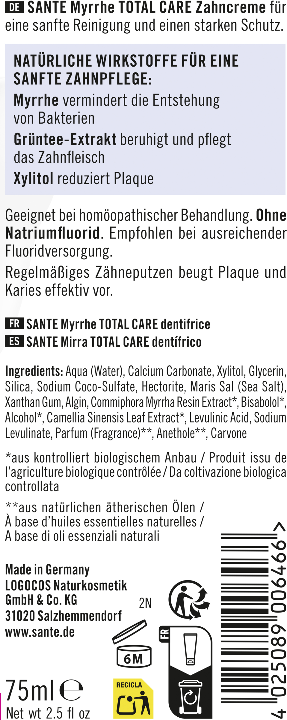 معجون أسنان Myrrhe Total Care 2