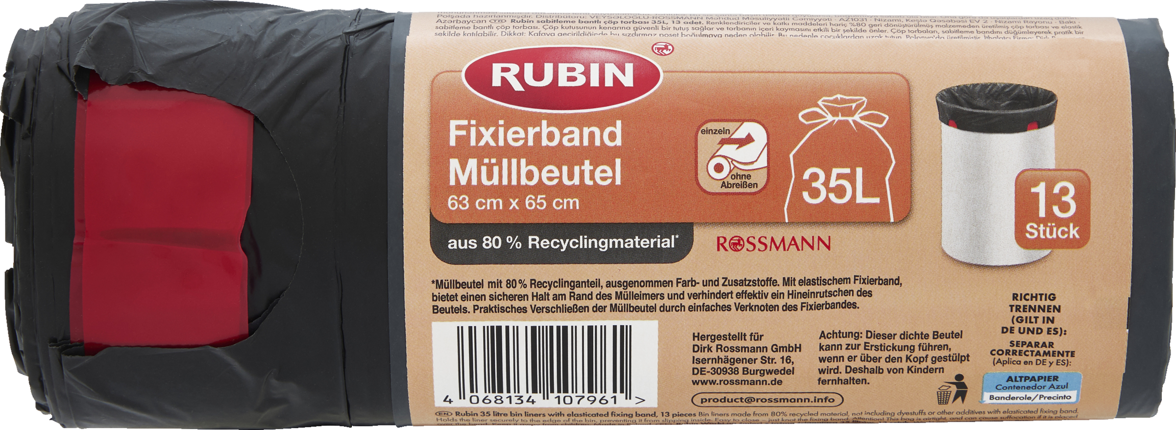 RUBIN Fixierband Müllbeutel 35 l