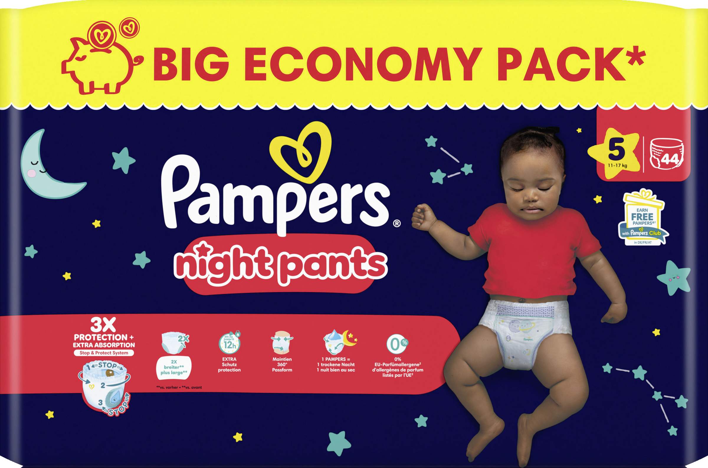 Pampers Baby Dry Night Pants Gr. 5 Junior (11-17 kg) Big Eco Pack 44 Stück