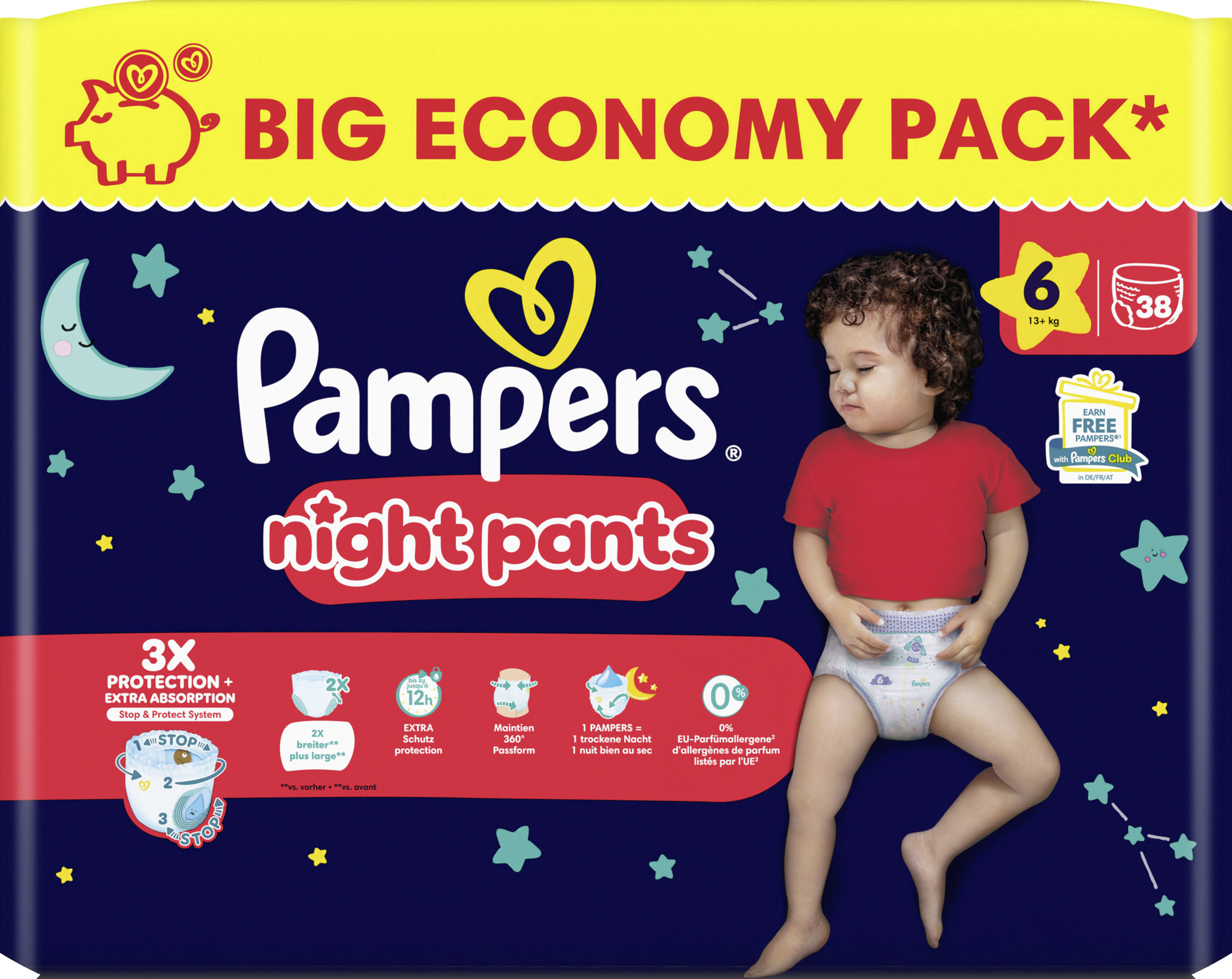 Pampers Baby Dry Night Pants Gr. 6 Extra Large (13+ kg) Big Eco Pack 38 Stück