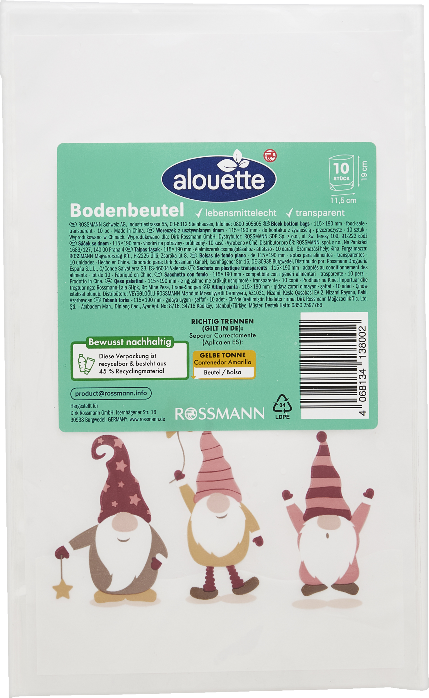 alouette Bodenbeutel klein Wichtel/Streumotiv