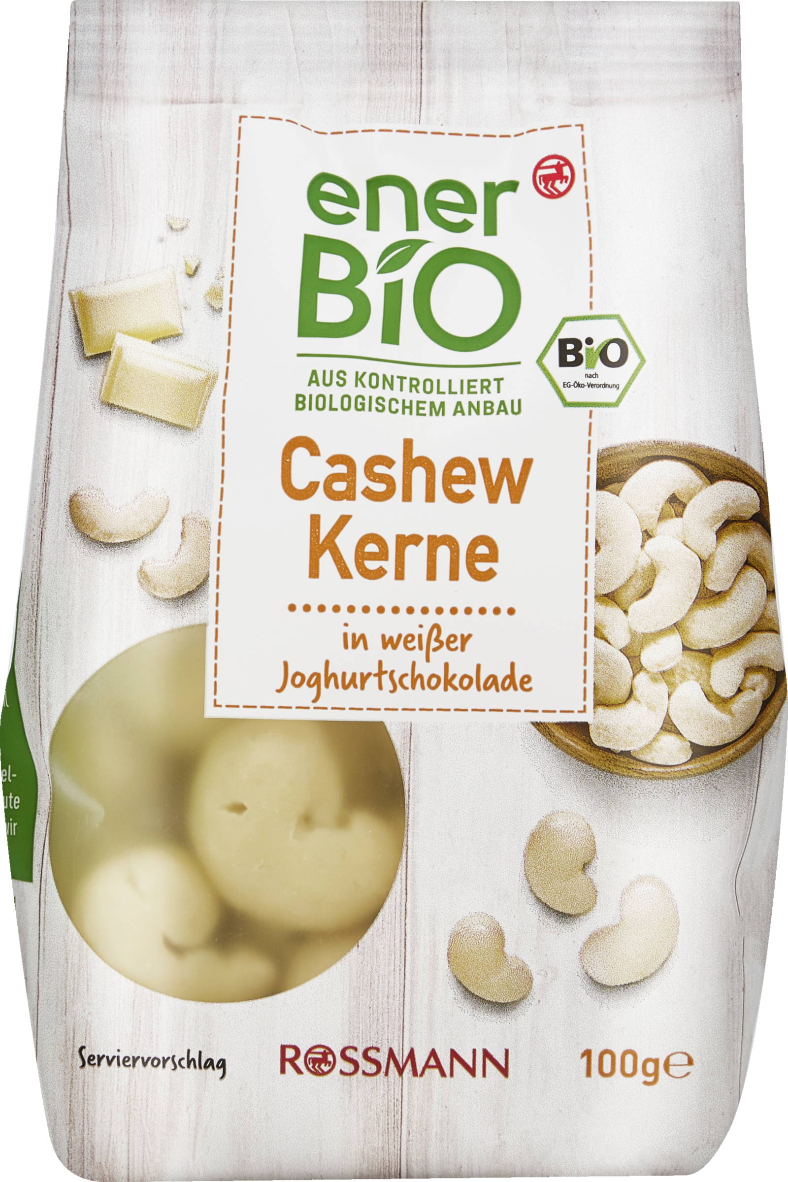 enerBiO Cashewkerne in weißer Joghurtschokolade