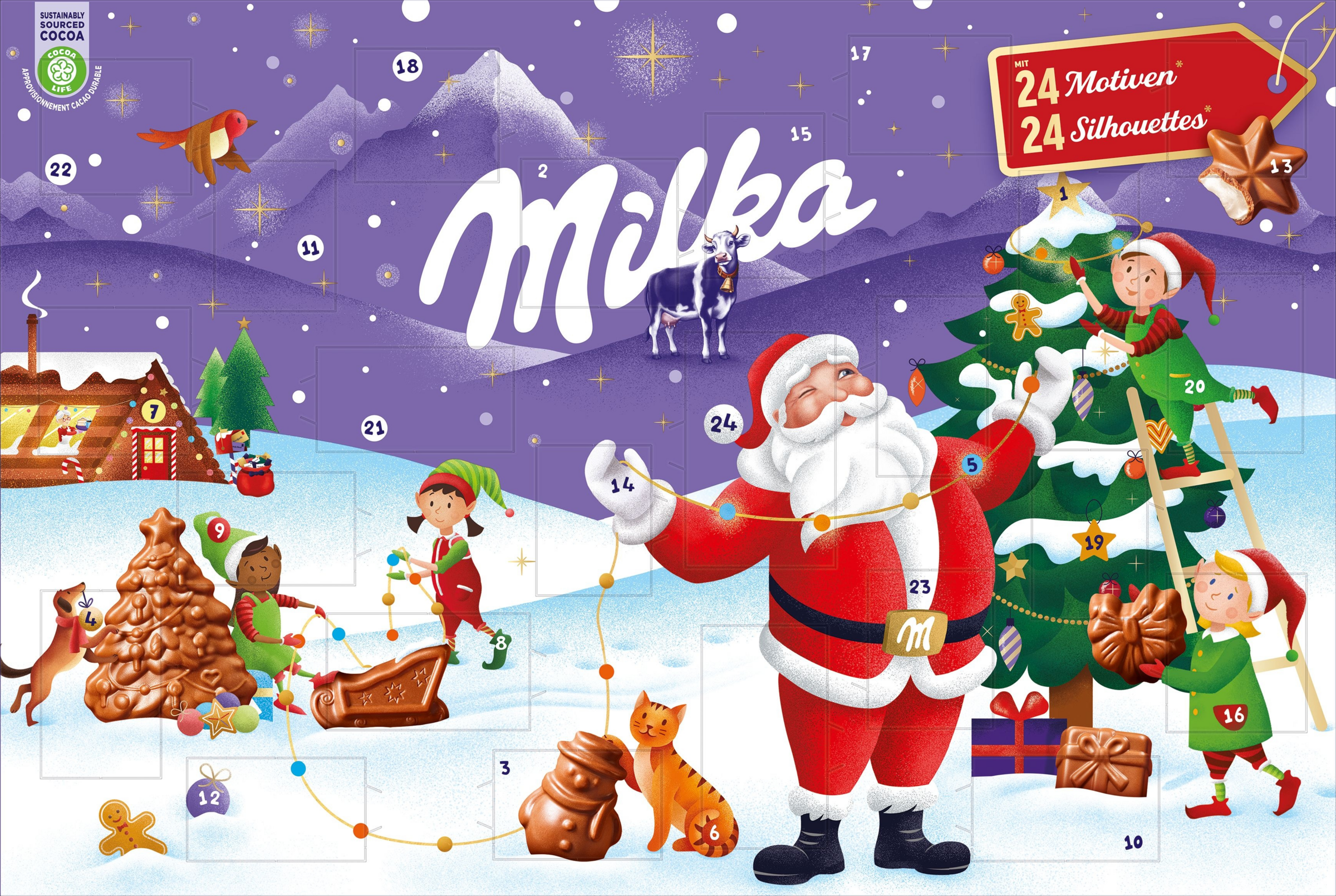 Milka Adventskalender 2025, Alpenmilchschokolade & Milchcrème-Füllung, Rätselspiele, 200g online kaufen