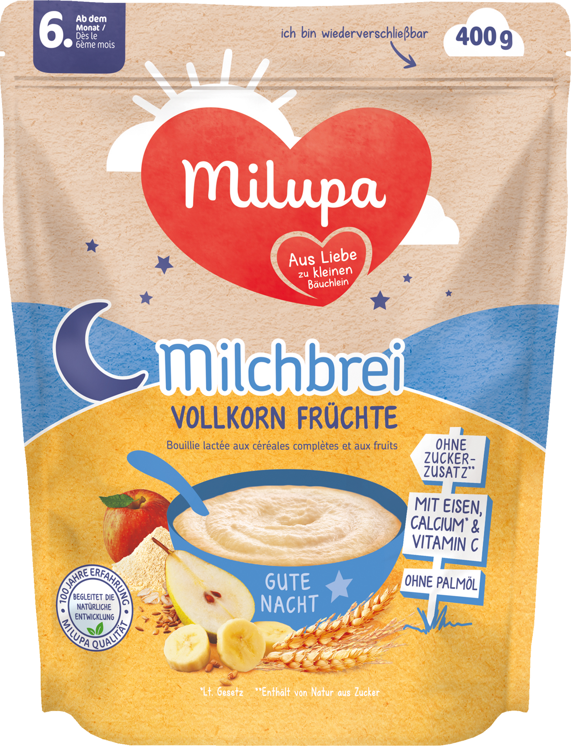 Milupa Milchbrei Vollkorn Früchte Gute Nacht ab dem 6. Monat