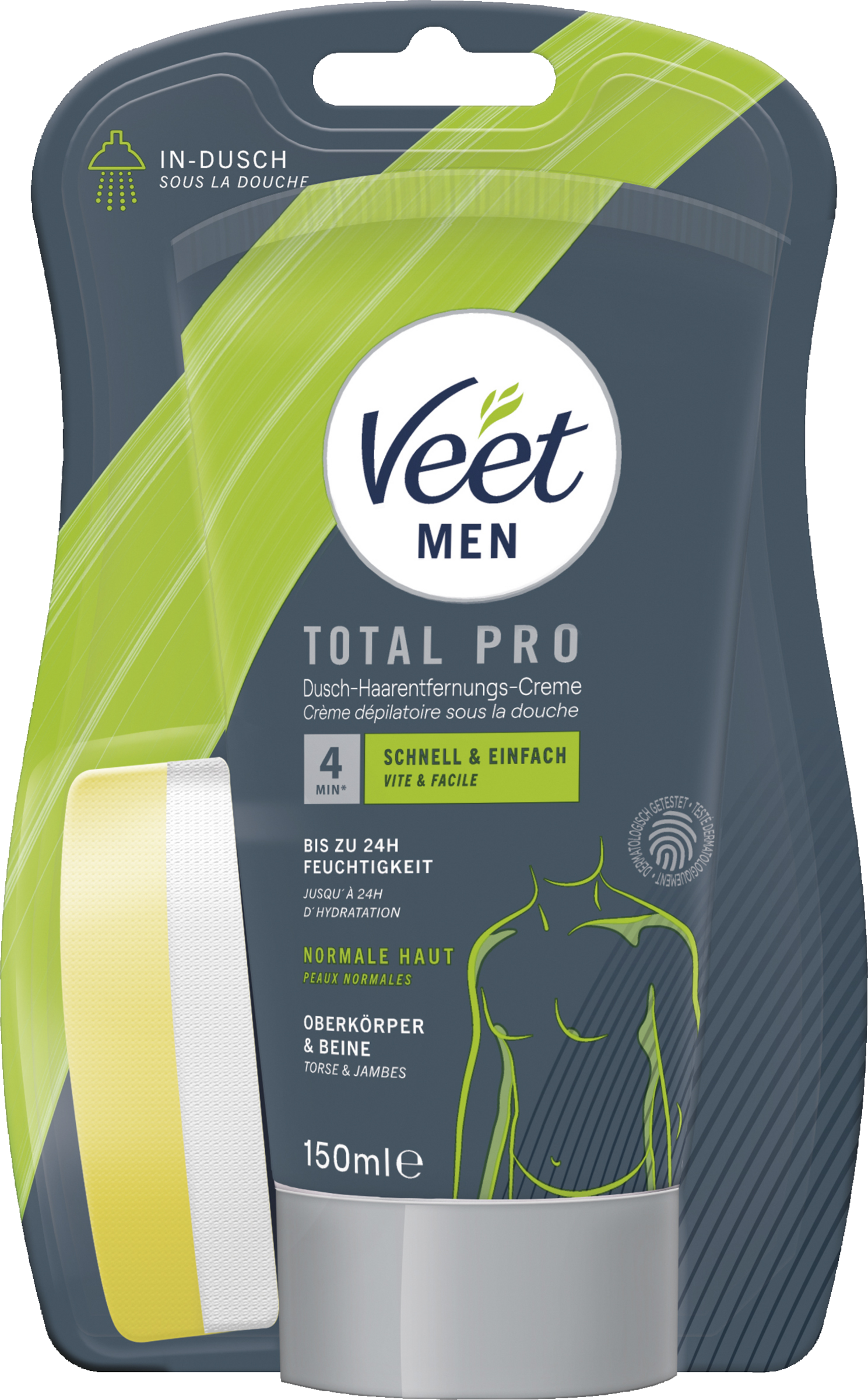 Veet Men Dusch-Haarentfernungscreme Oberkörper & Beine, normale Haut