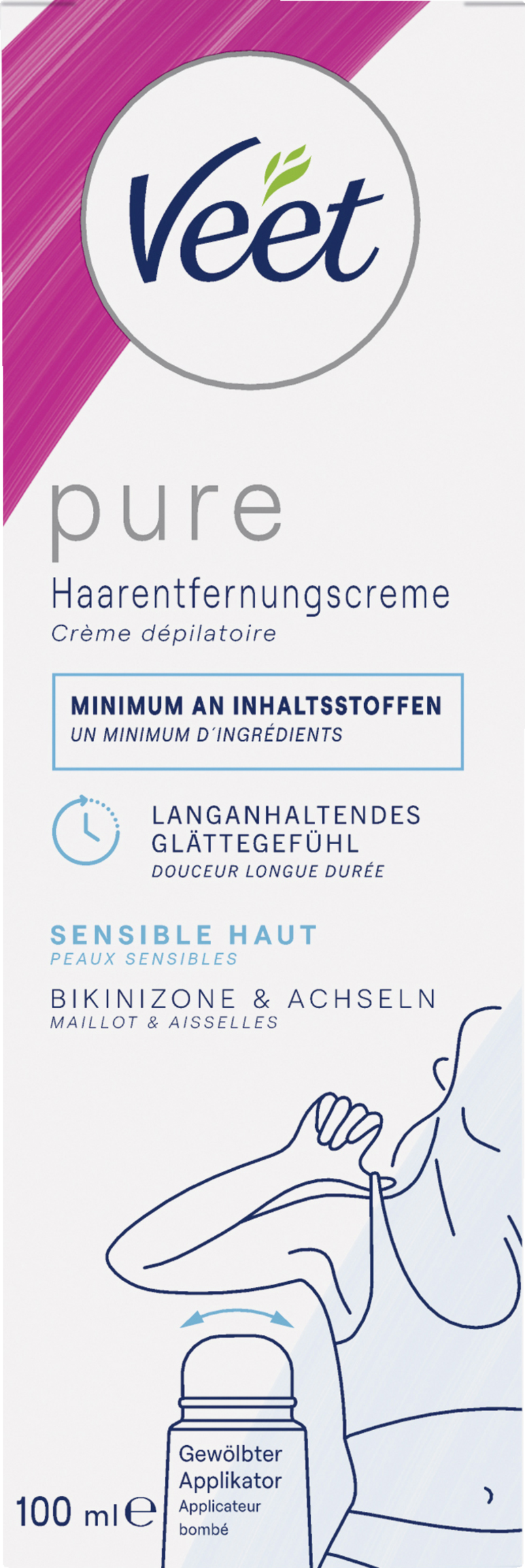 Veet PURE Haarentfernungscreme Bikini & Achseln, sensible Haut