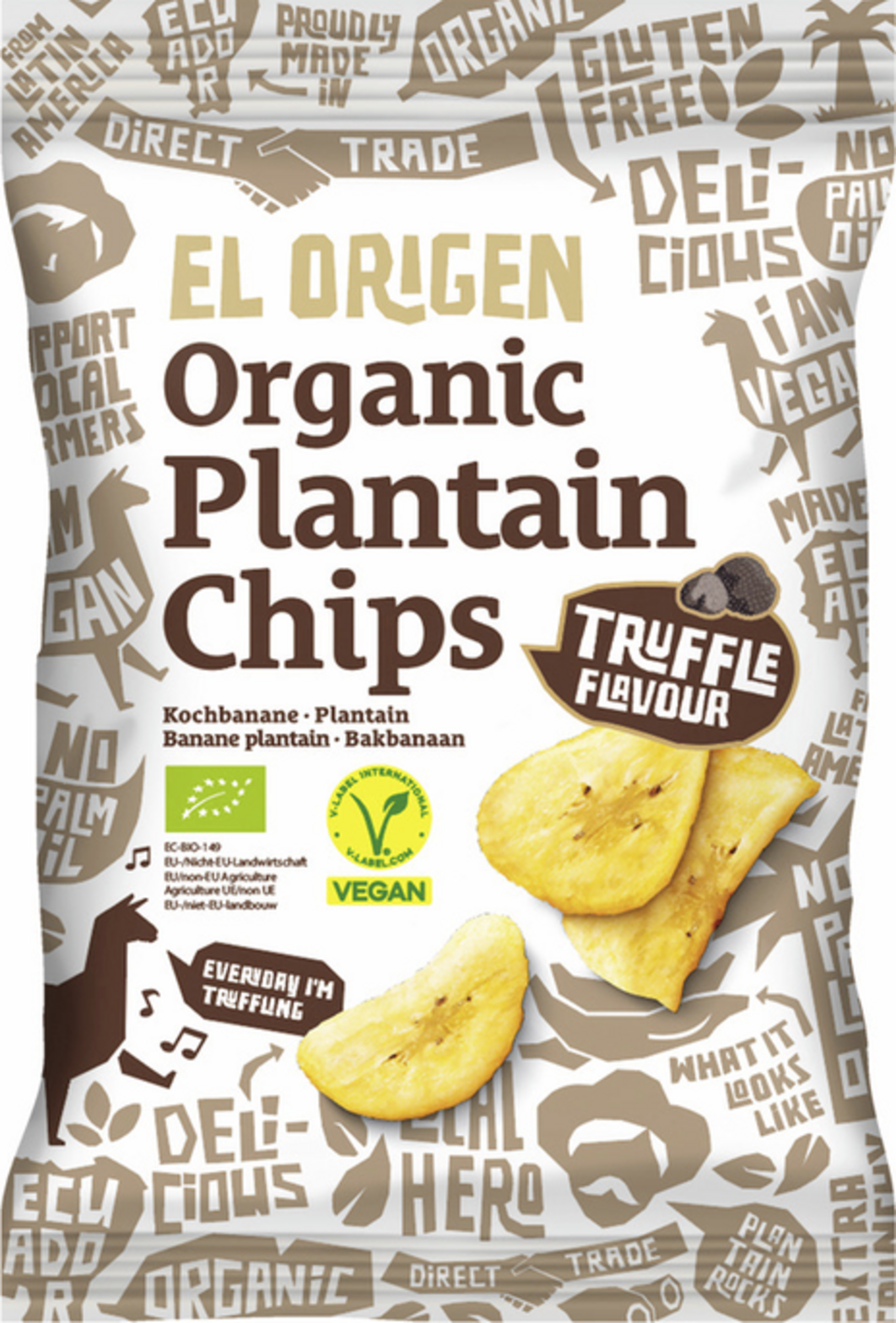 el origen Bio Kochbananen Chips Trüffel