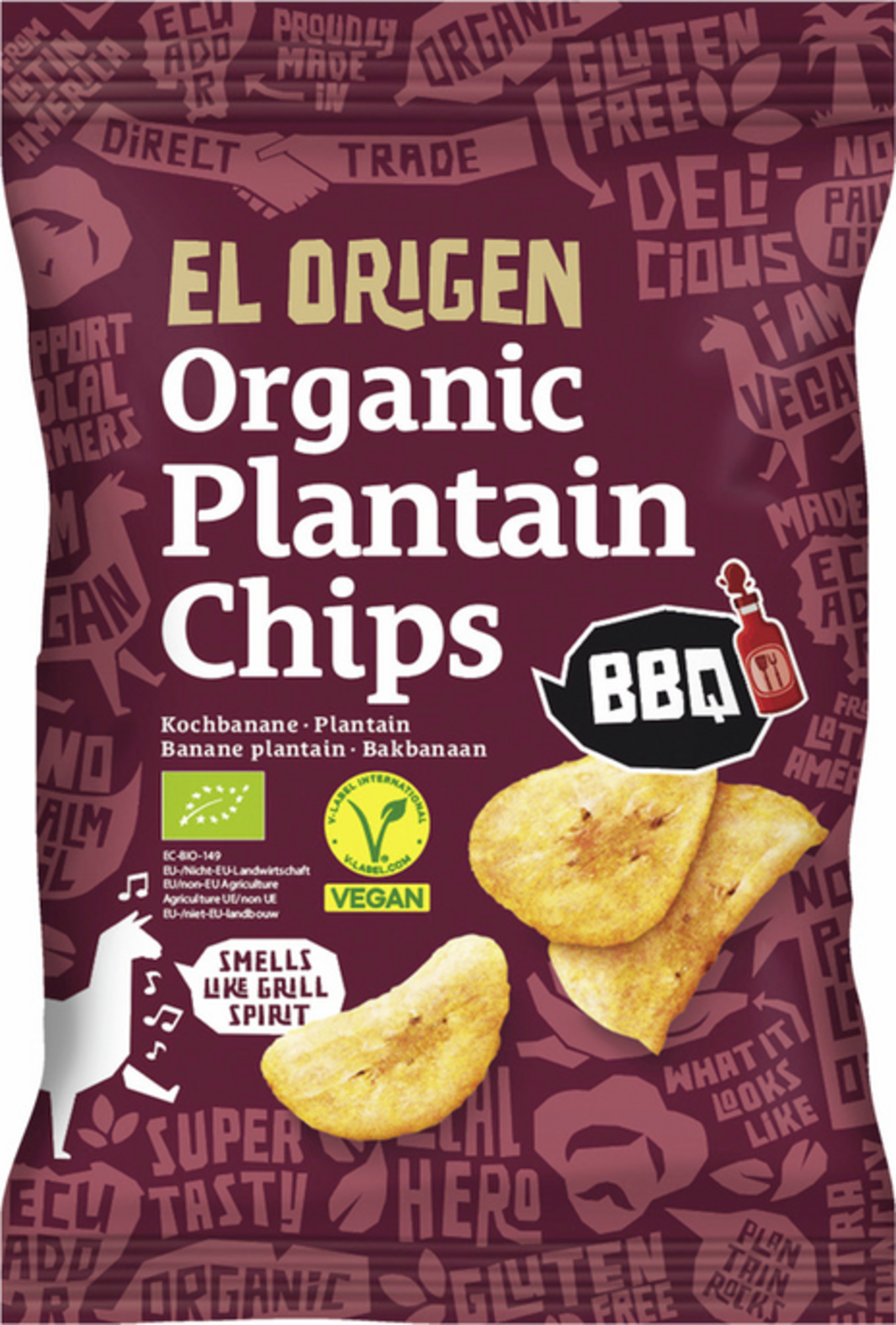 el origen Bio Kochbananen Chips BBQ