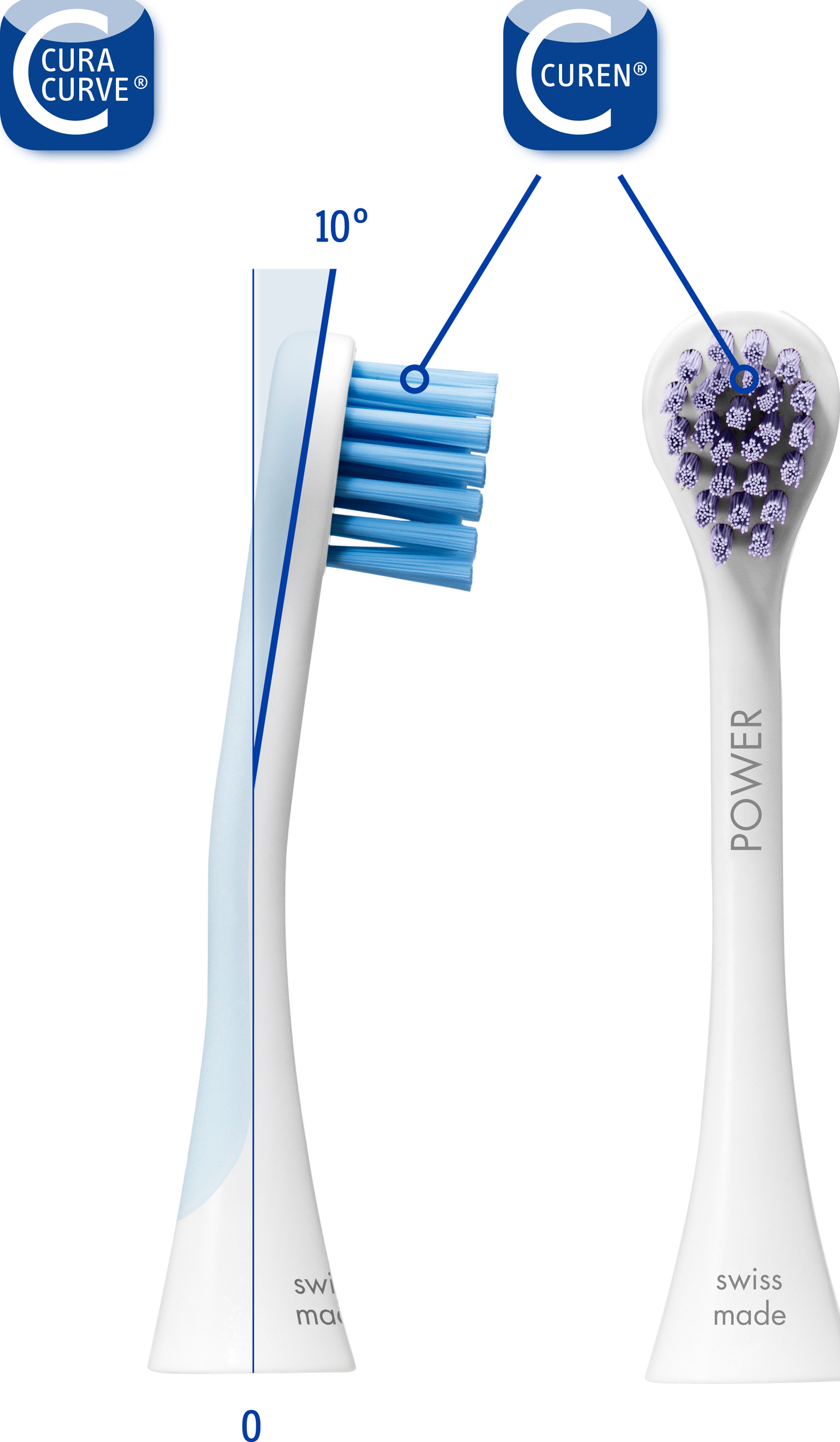 عبوة من قطعتين لرؤوس الفرشاة البديلة "power" أزرق + بنفسجي 2