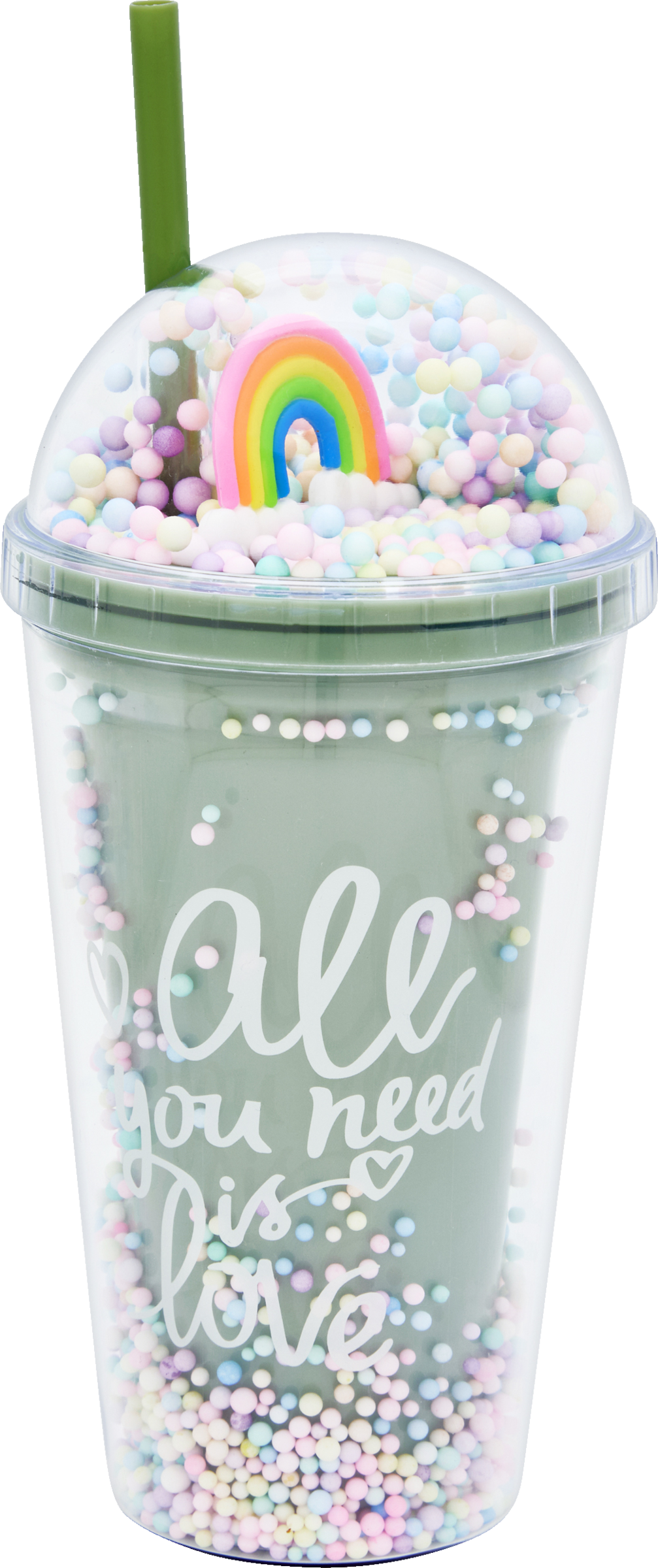 IDEENWELT Trinkbecher mit Perlen Grün