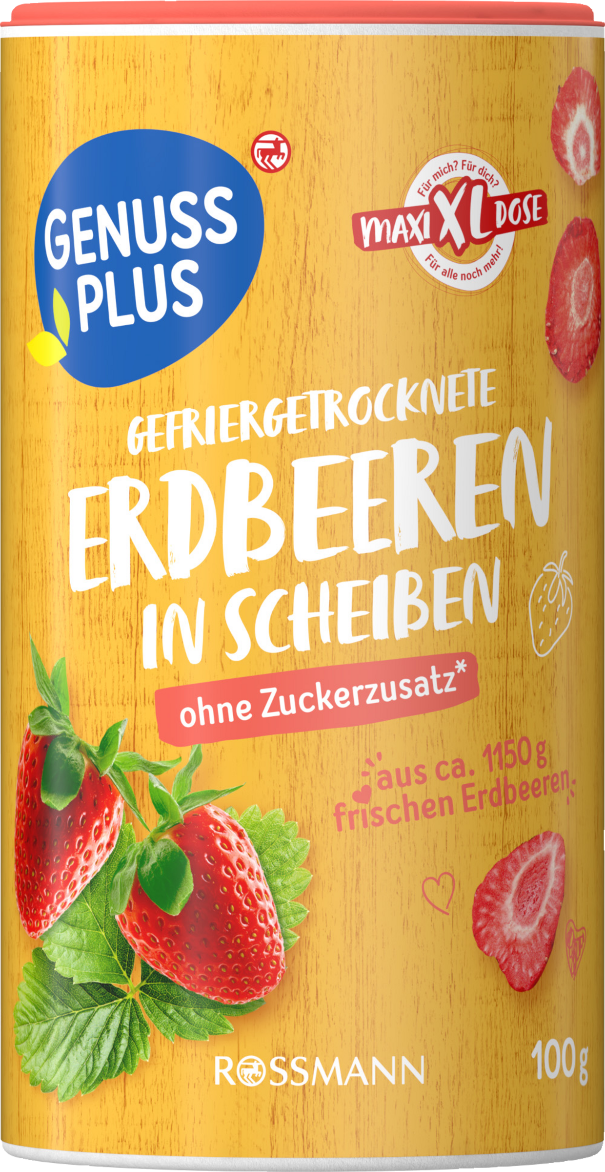 GENUSS PLUS gefriergetrocknete Erdbeeren in Scheiben