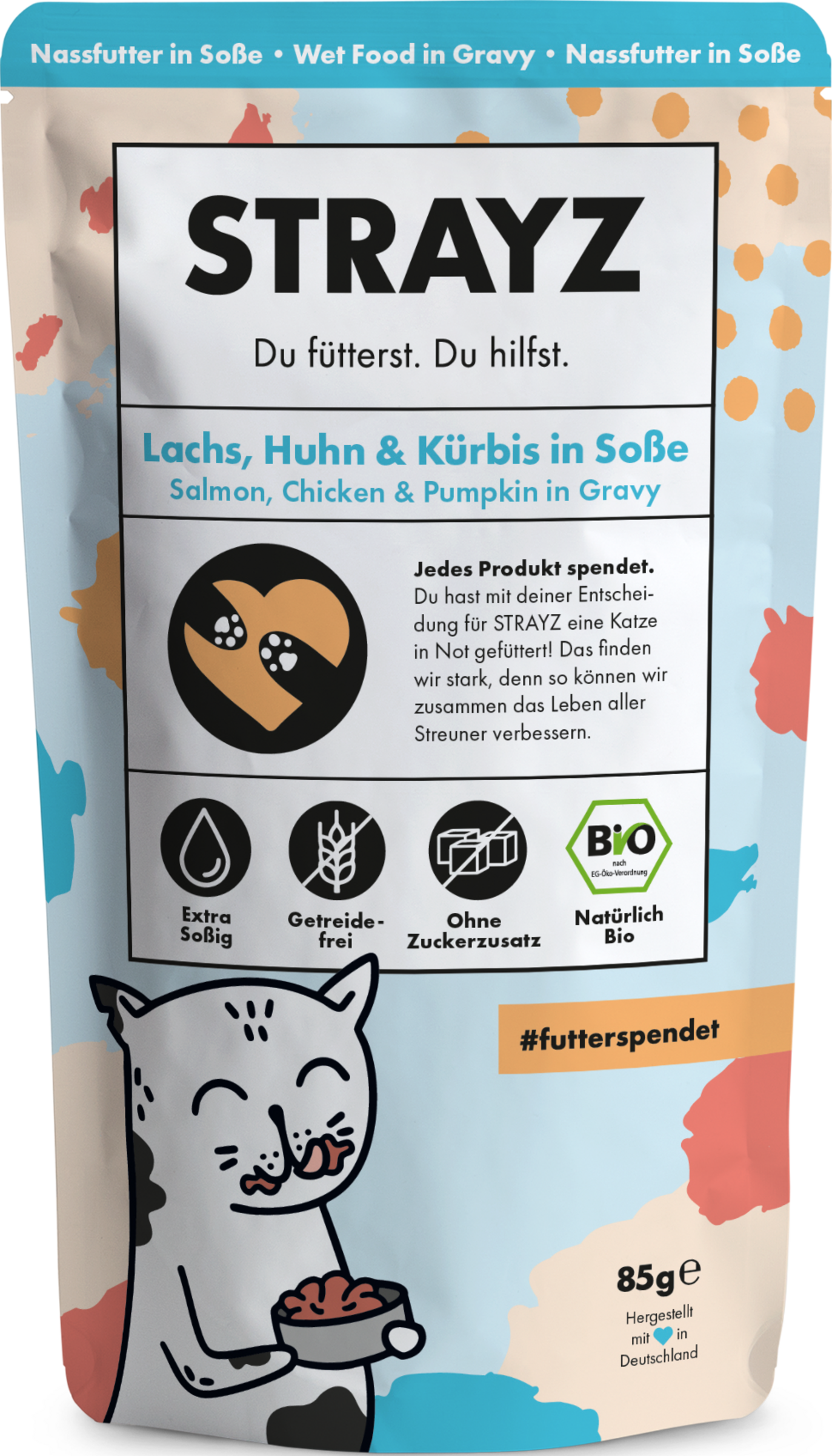 STRAYZ Bio Nassfutter Lachs, Huhn & Kürbis in Sauce
