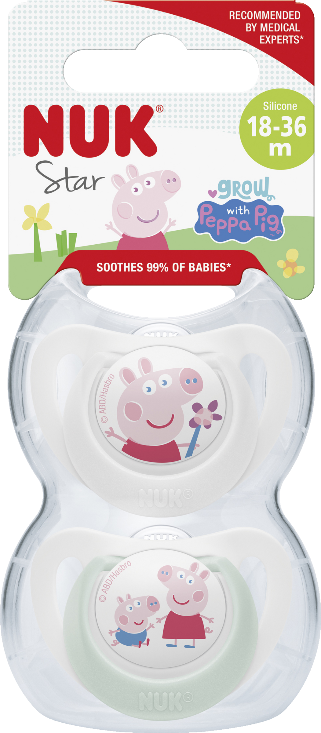 NUK Star Silikon-Schnuller, Peppa Pig, 18-36 Monate