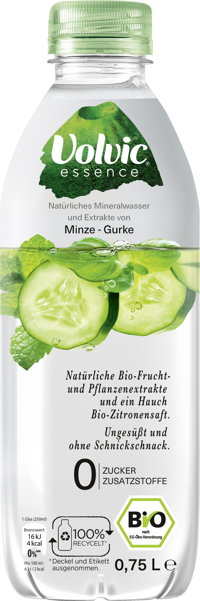 Volvic Bio Natürliches Mineralwasser und Extrakte von Minze und Gurke EINWEG