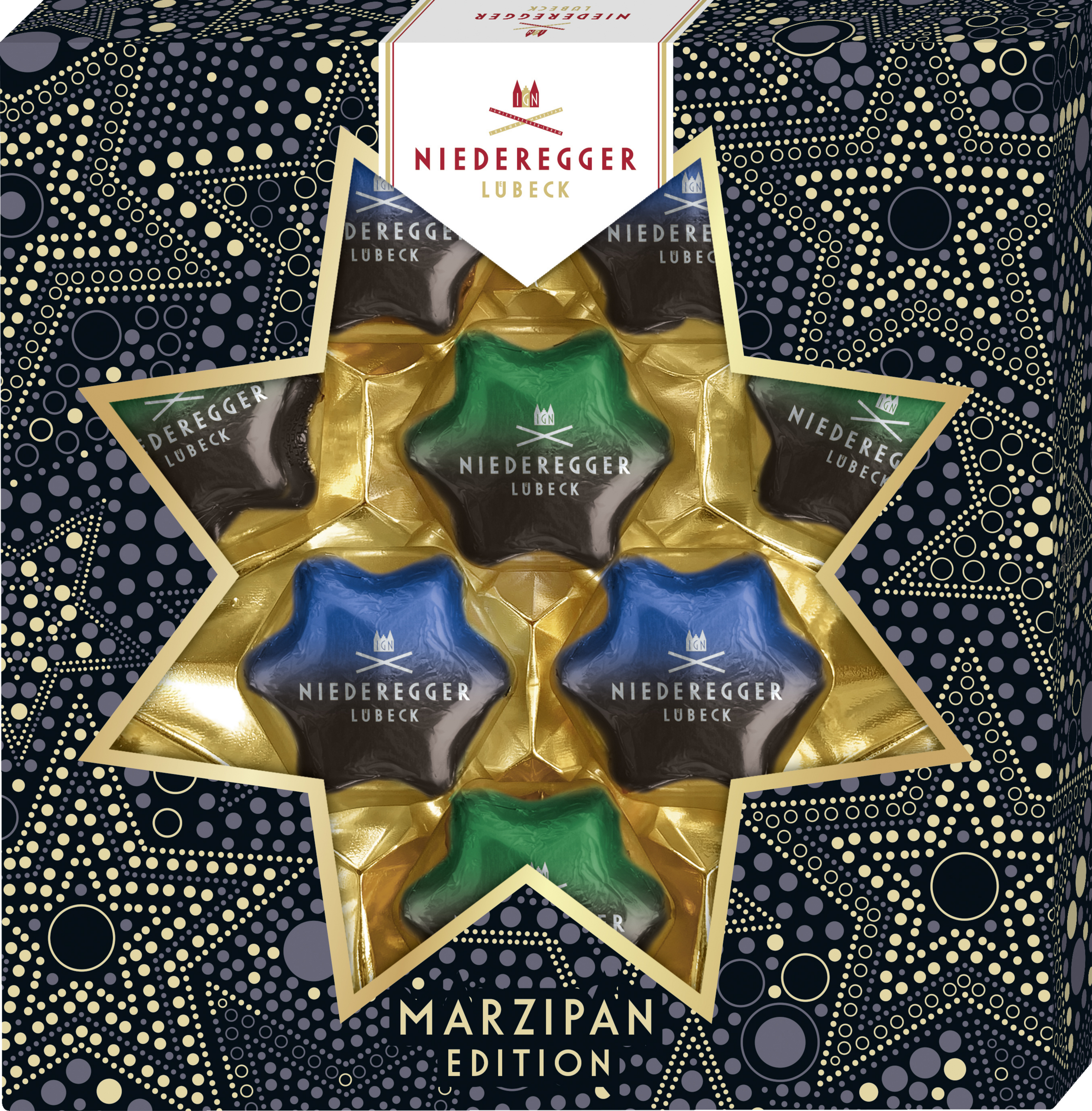 Niederegger Marzipan Weihnachtssterne Dark Edition (10 Stück)