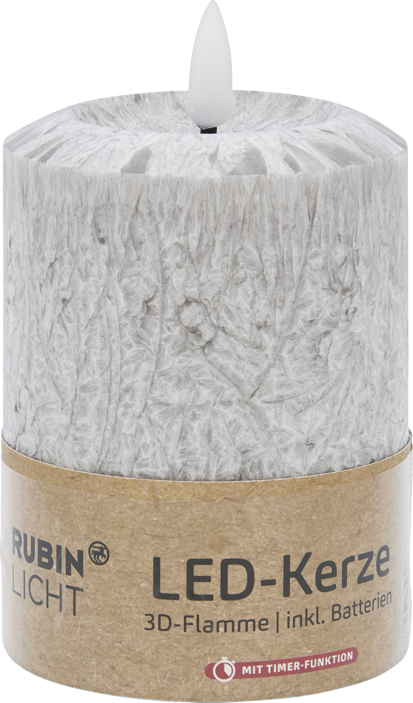 IDEENWELT LED Kerze Stearin 3D Flamme 10 cm grau