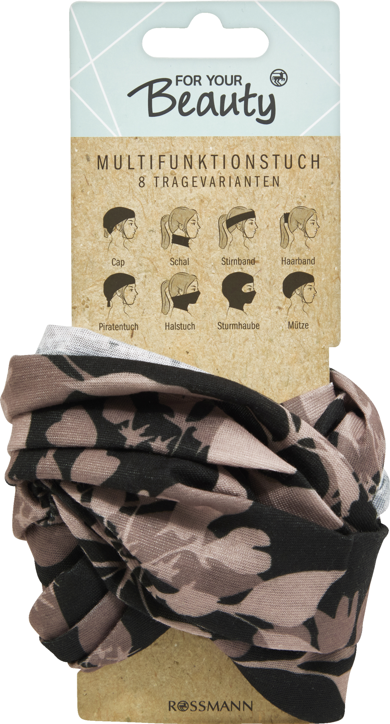 FOR YOUR Beauty Multifunktionstuch Schwarz/Muster