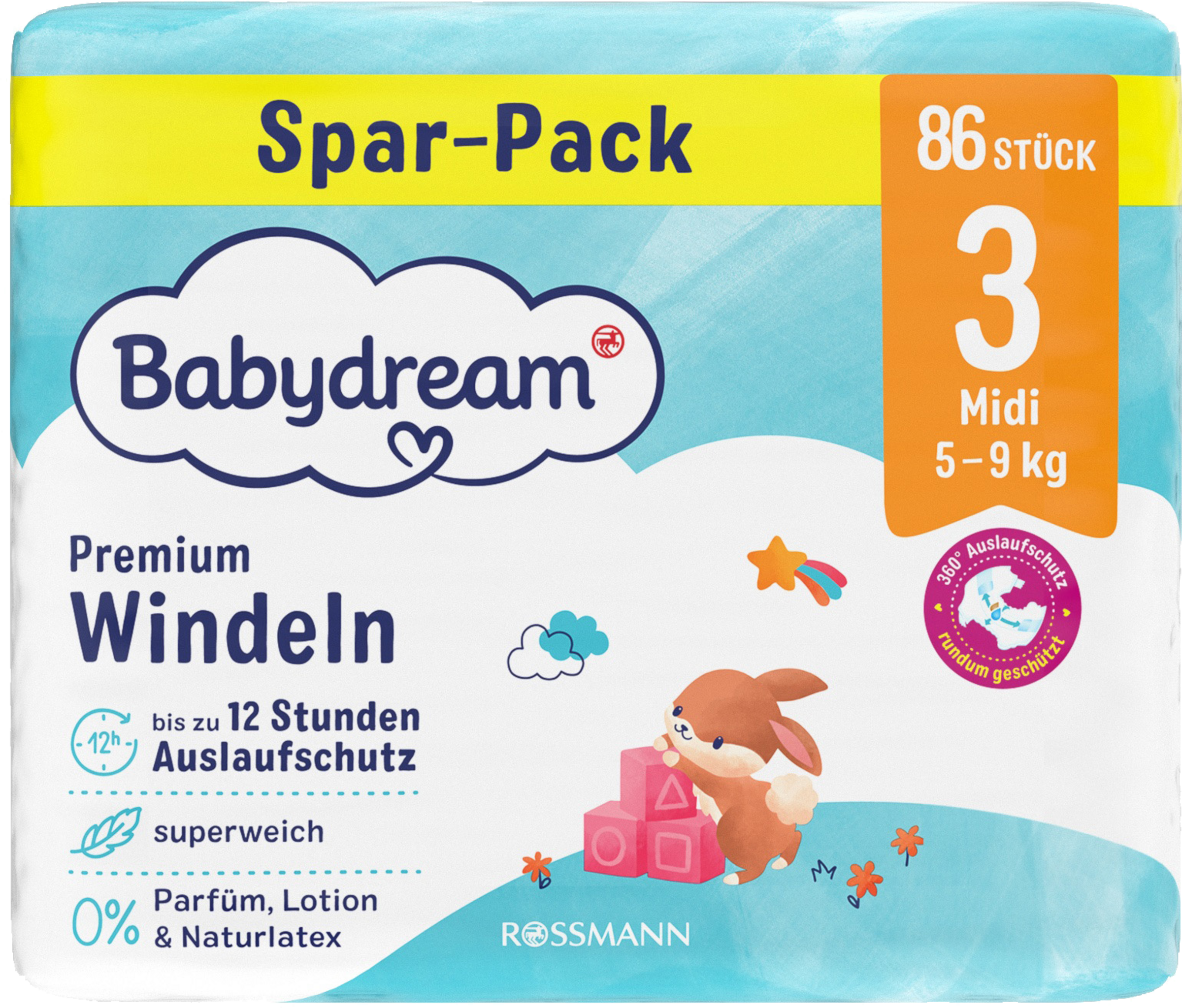 Babydream Windeln Midi Größe 3, 5-9 kg, 86 Stück