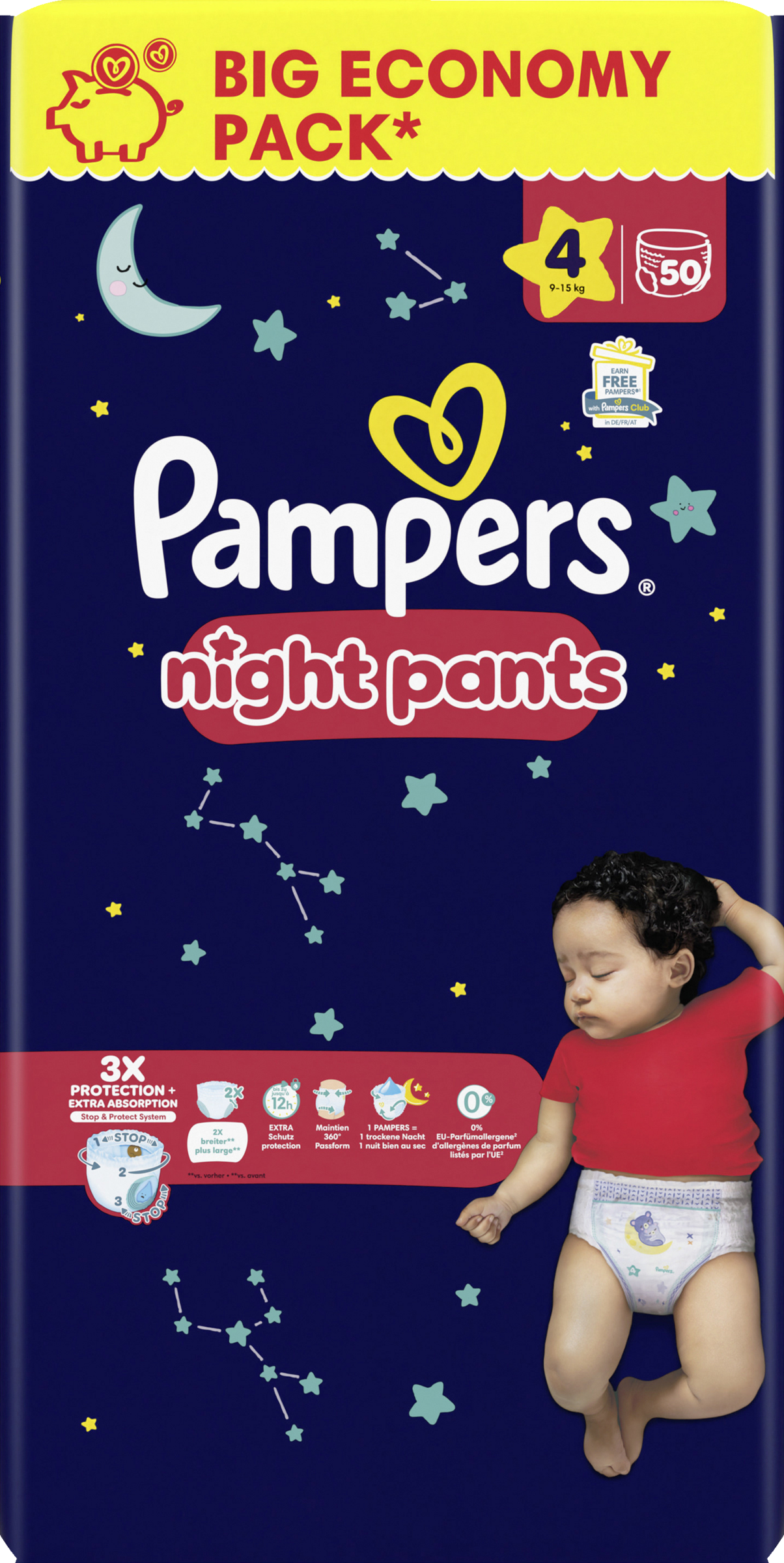Pampers Night Pants Größe 4, 9-15 kg, 50 Stück