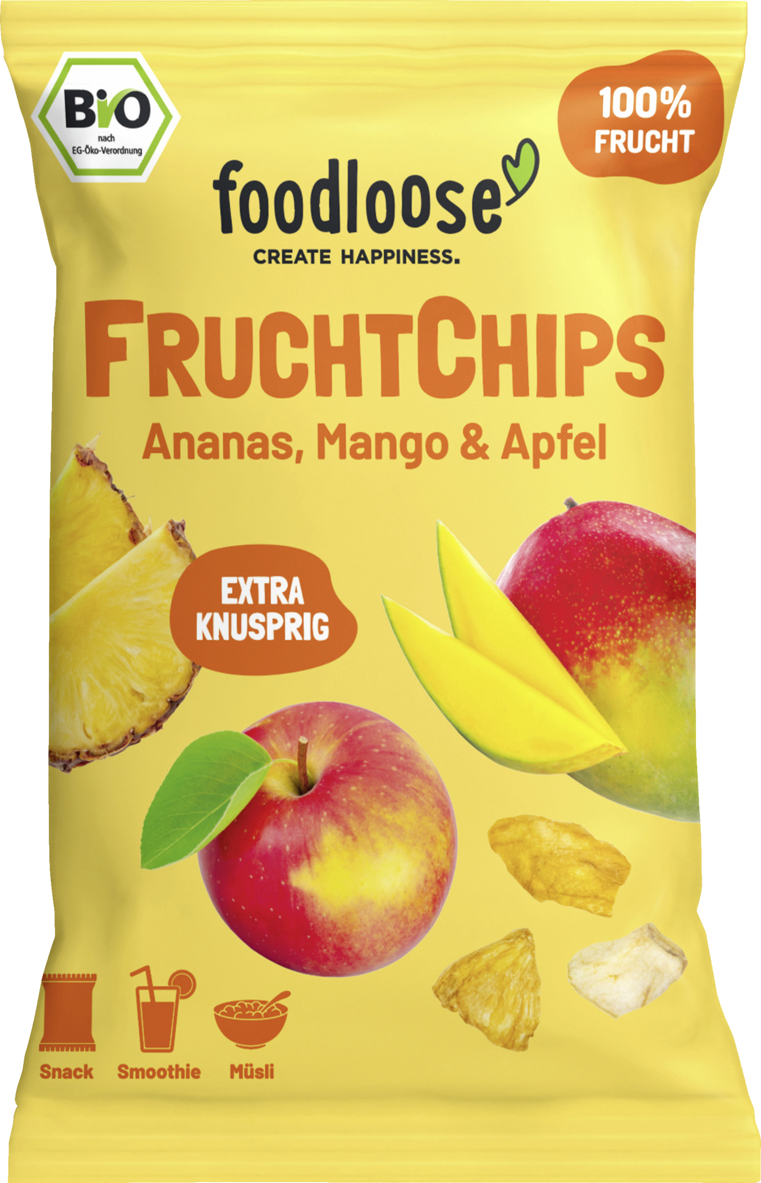 foodloose Bio-Fruchtchips Ananas Mango  Apfel 20g