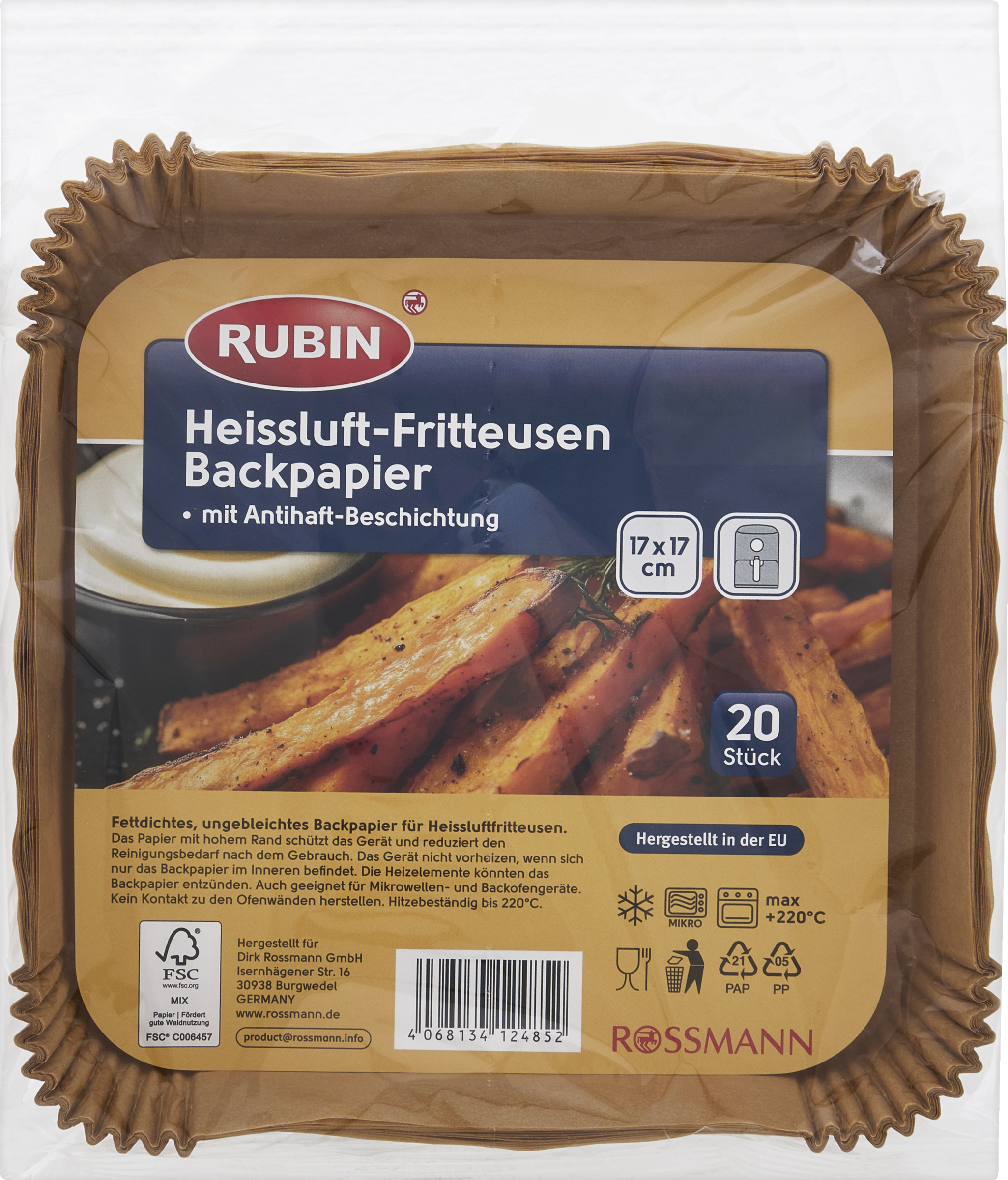 RUBIN Heissluft-Fritteusen Backpapier