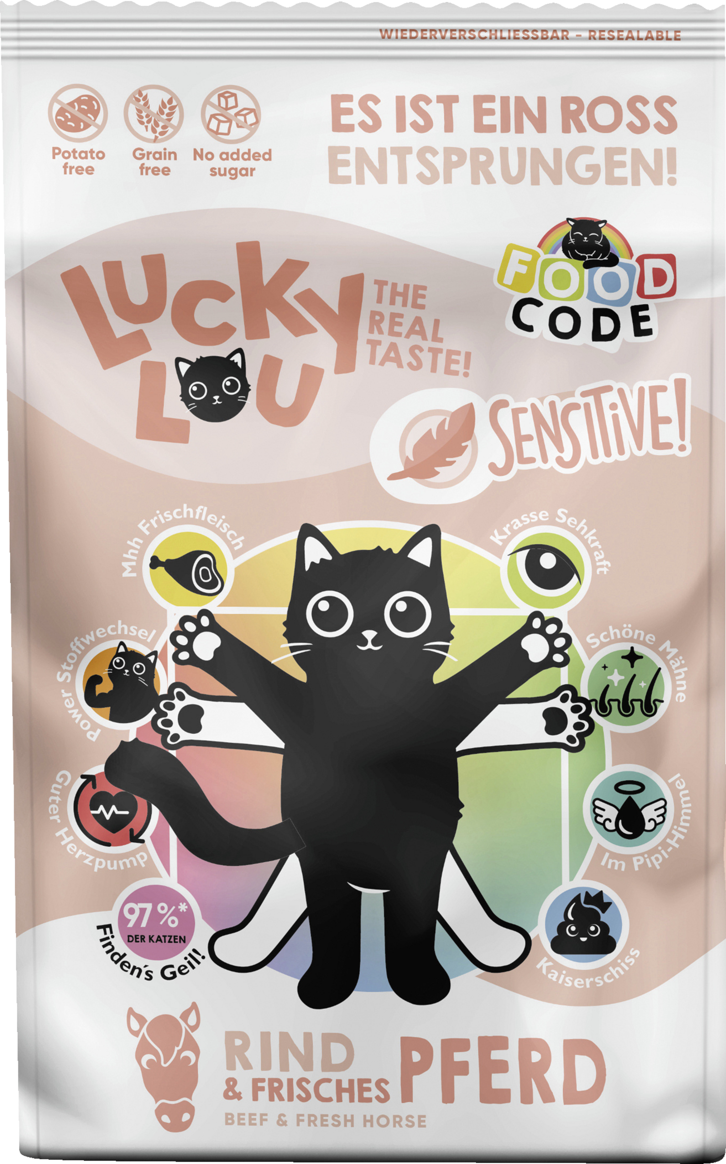 Lucky Lou FoodCode Sensitiv Rind & Pferd Trockenfutter