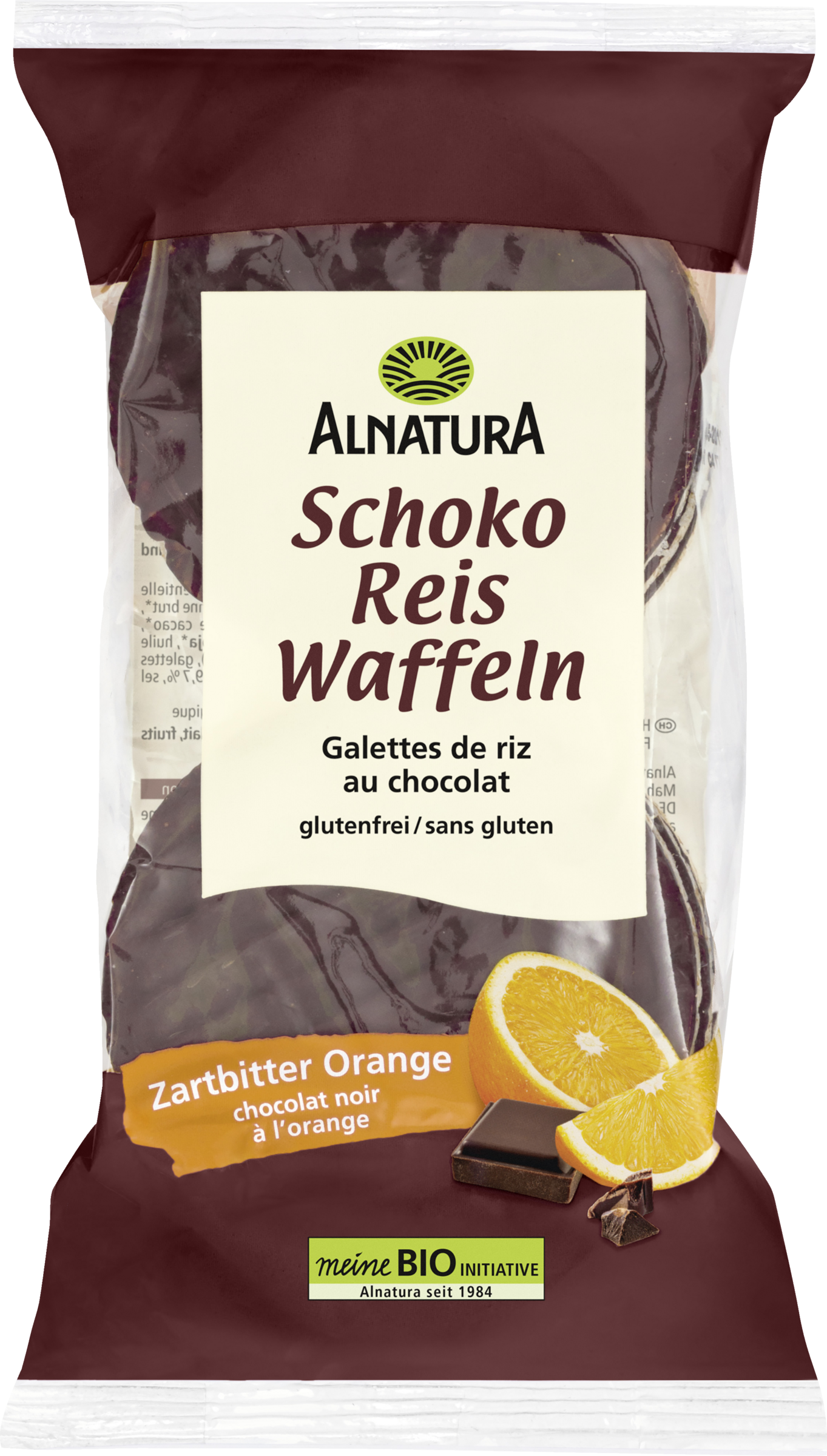 Alnatura Bio Schoko Reis Waffeln Zartbitter Orange