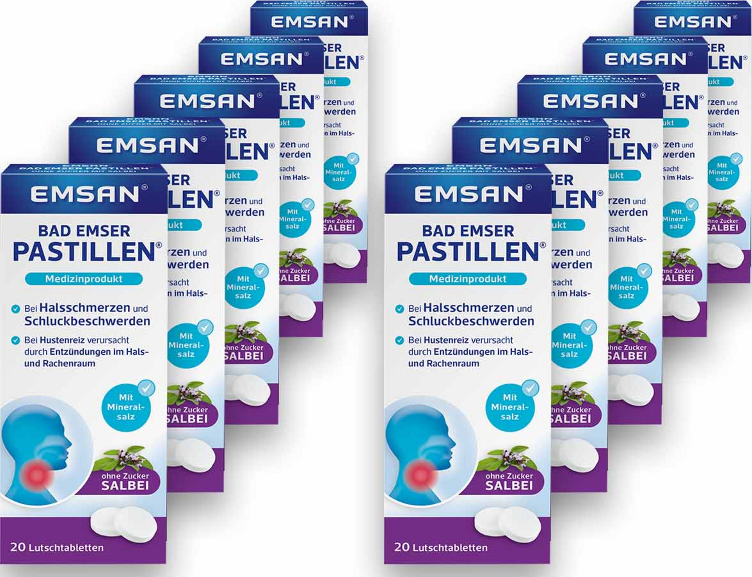 Emsan Bad Emser Pastillen ohne Zucker mit Salbei Vorteilspack