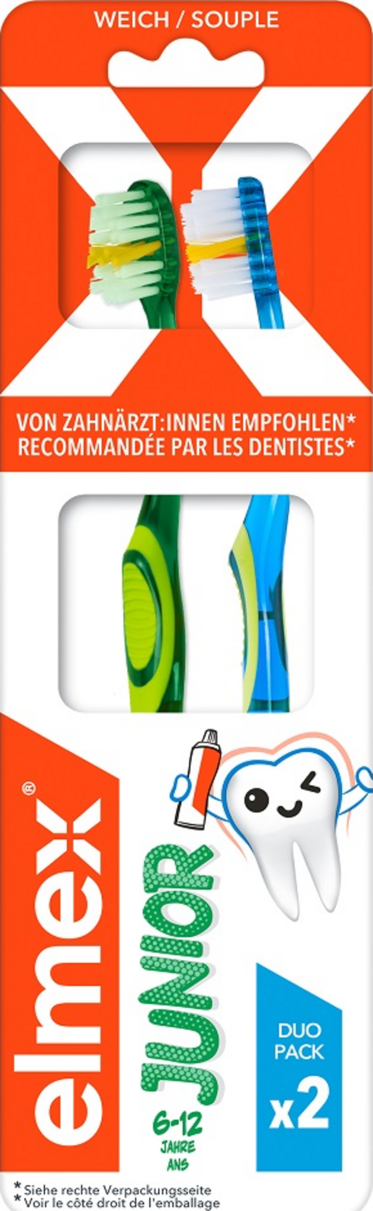 elmex Junior Zahnbürste weich Doppelpack 6-12 Jahre