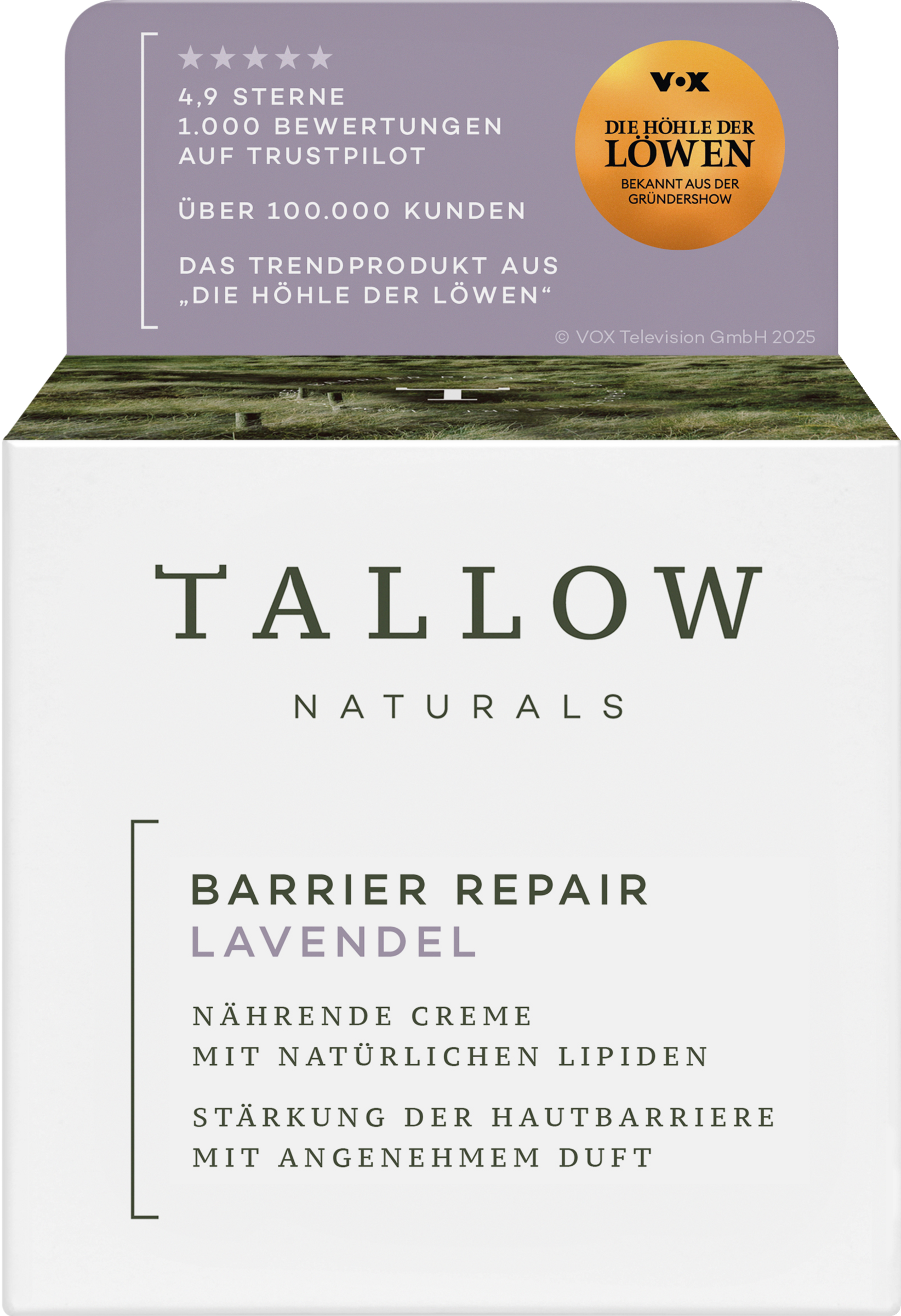 Tallow Barrier Repair Lavendel Hautcreme mit Rindertalg