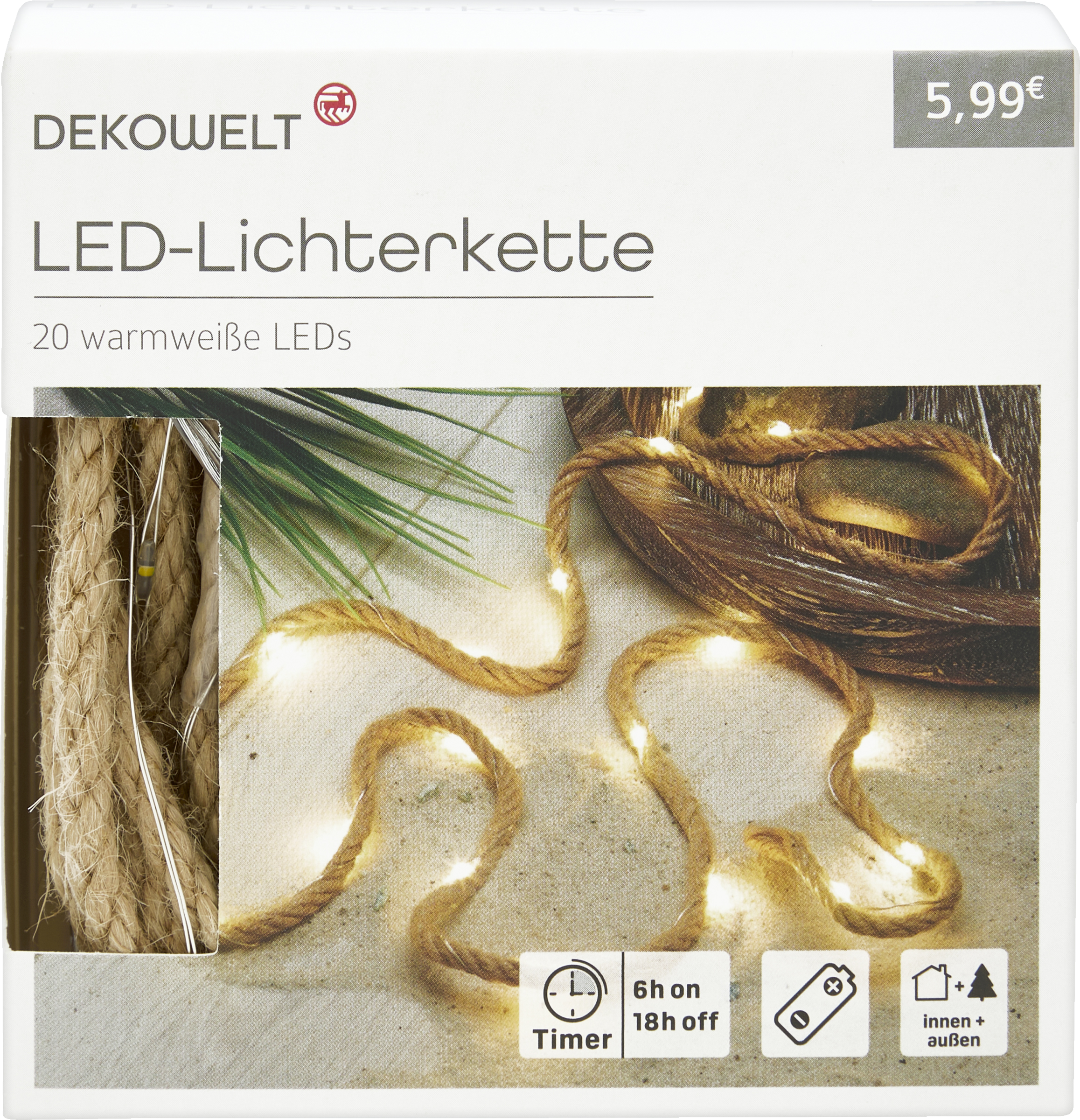 DEKOWELT LED-Lichterkette Sisal