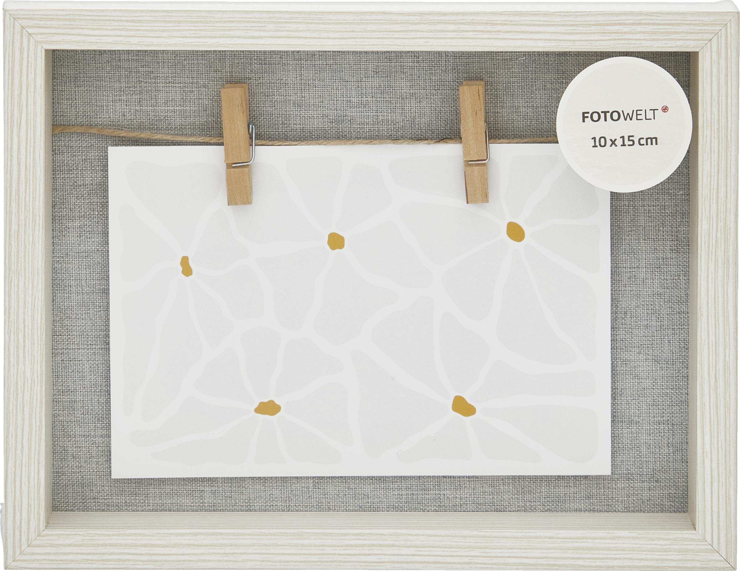 Fotowelt MDF Rahmen Klammern weiß 10x15cm