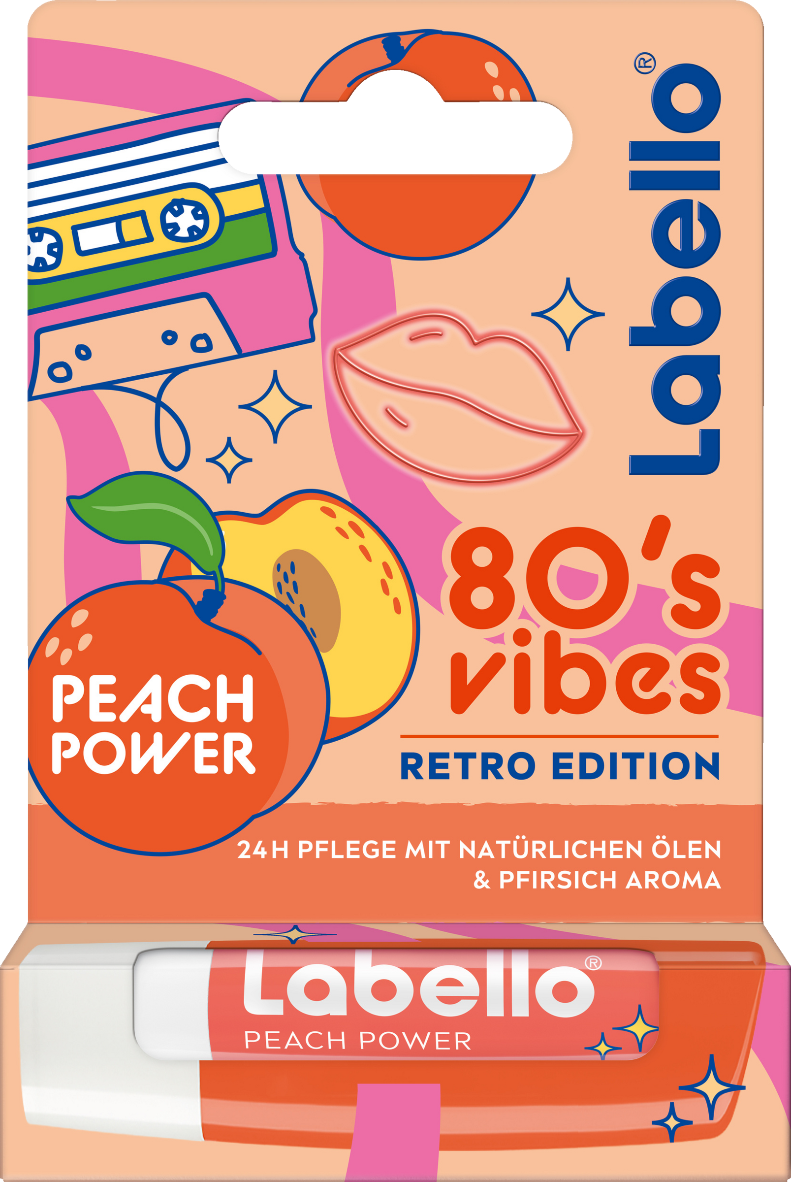 Labello Lippenpflegestift Peach Power 80s vibes Retro Edition