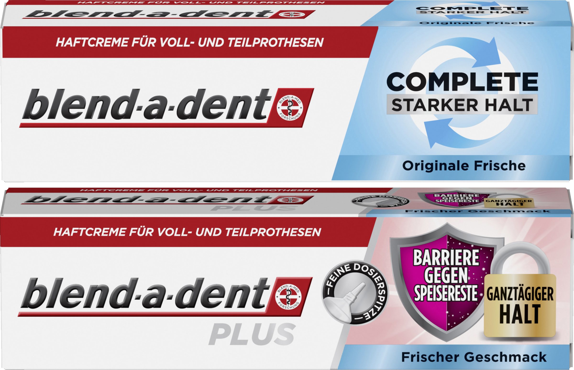 Blend-a-dent Haftcreme Complete Original + PLUS Haftcreme Barriere gegen Speisereste