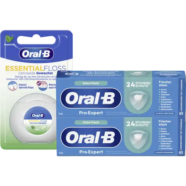 معجون أسنان Pro-Expert Extra Fresh 2x75 مل + خيط تنظيف أسنان Essential Floss مشمع