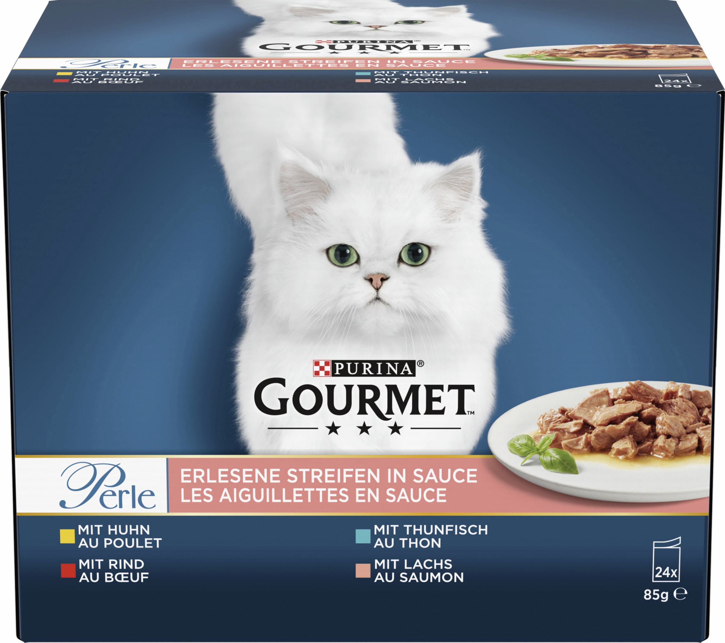 Perle Erlesene Streifen in Sauce mit Huhn, Rind, Thunfisch und Lachs